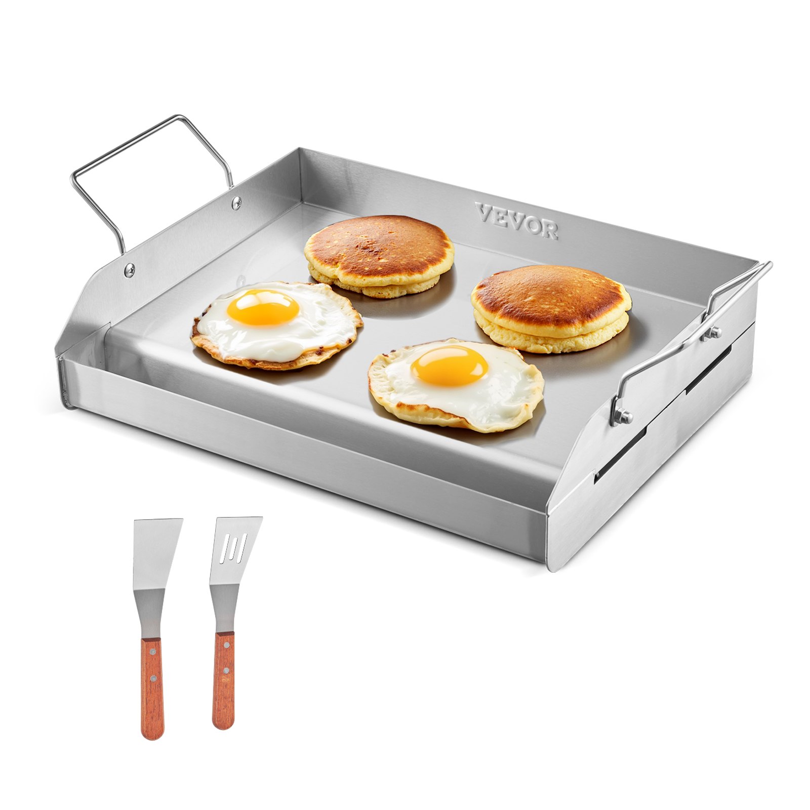 Stainless Steel Griddle, 17x13 inch Universal Flat Top Rectangular Plate, Gas Grill Griddle for BBQ Grill, Teppanyaki, Portable Family Cookware with Handle, for Camping Tailgating Party - Image 1