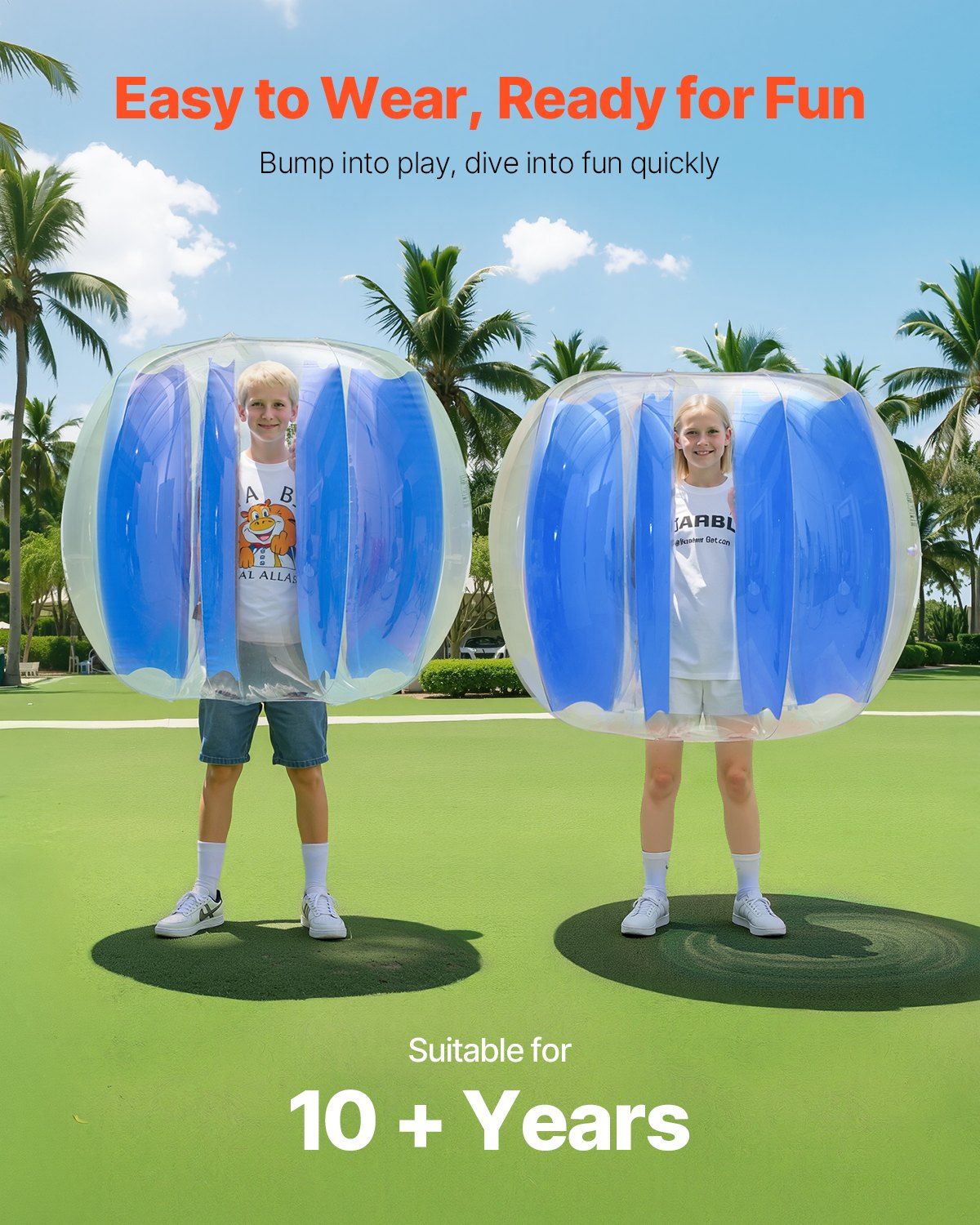 Inflatable Bumper Balls 1-Pack, 4FT/1.2M Body Sumo Zorb Ball, Durable Thick PVC Human Hamster Bubble Knocker for Outdoor Sports Team Gaming Play, Bopper Toy for Garden Yard Park, Blue Stripes - Image 3