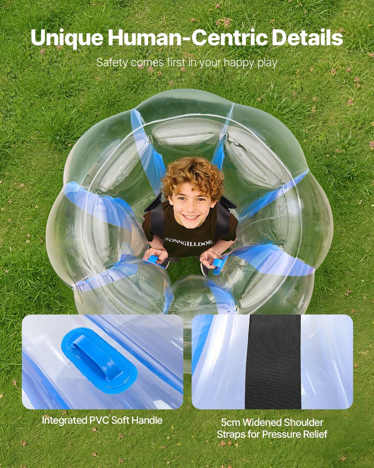 Inflatable Bumper Balls 1-Pack, 4FT/1.2M Body Sumo Zorb Ball, Durable Thick PVC Human Hamster Bubble Knocker for Outdoor Sports Team Gaming Play, Bopper Toy for Garden Yard Park, Blue Stripes - Image 4