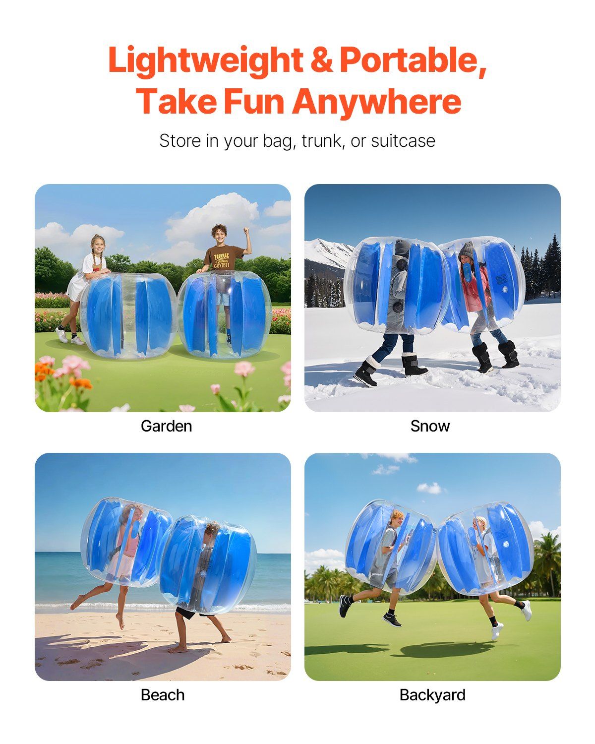 Inflatable Bumper Balls 1-Pack, 4FT/1.2M Body Sumo Zorb Ball, Durable Thick PVC Human Hamster Bubble Knocker for Outdoor Sports Team Gaming Play, Bopper Toy for Garden Yard Park, Blue Stripes - Image 6