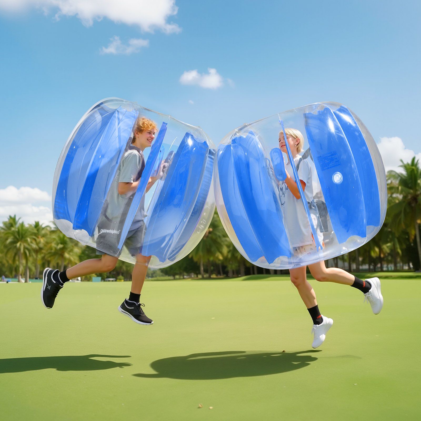 Inflatable Bumper Balls 1-Pack, 4FT/1.2M Body Sumo Zorb Ball, Durable Thick PVC Human Hamster Bubble Knocker for Outdoor Sports Team Gaming Play, Bopper Toy for Garden Yard Park, Blue Stripes - Image 8