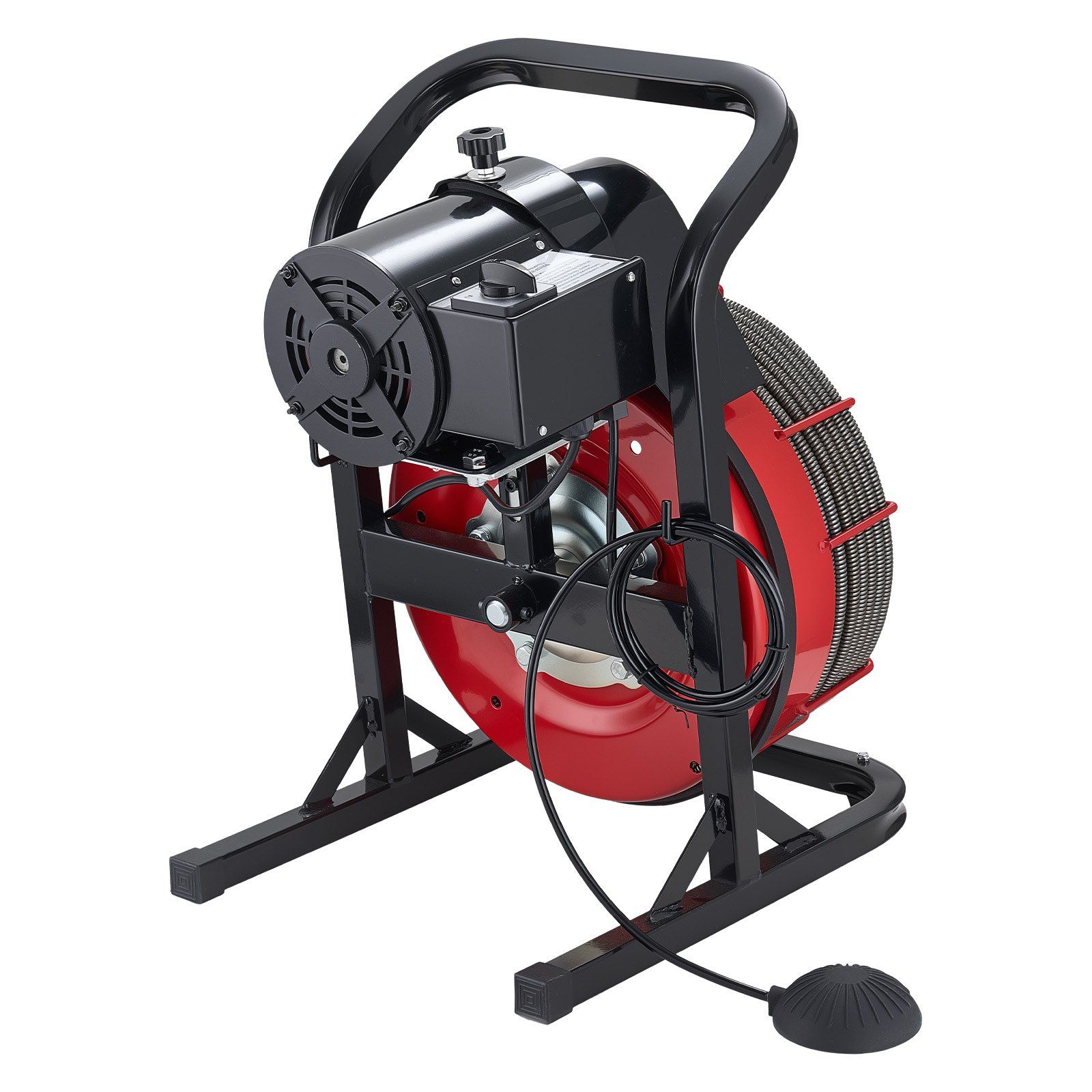 Drain Cleaner Machine 23m x 13mm, Sewer Snake Auger Manual Feed with 4 Cutters & Air-activated Foot Switch for 50mm to 150mm Pipes - Image 1