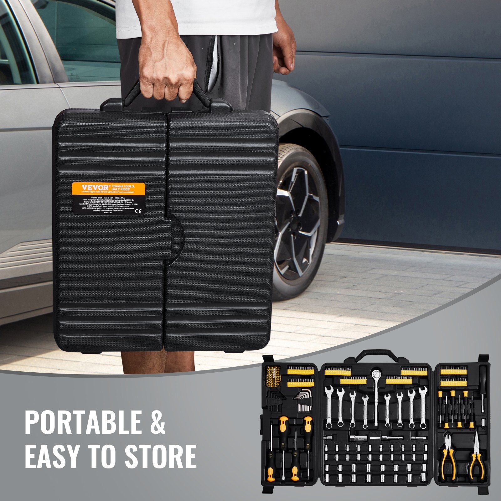 221-Piece Mechanics Tool Set, 1/4
