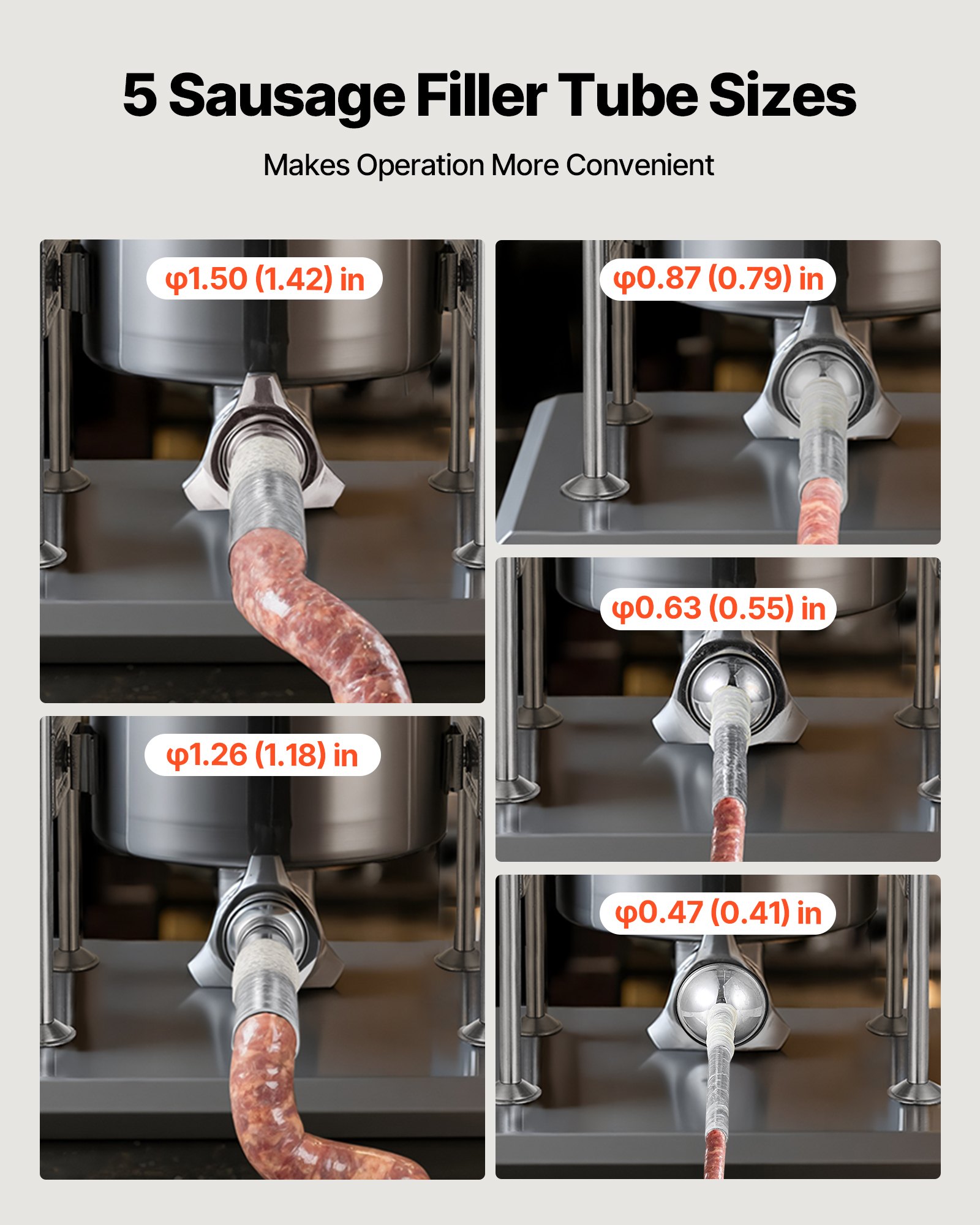 Manual Sausage Stuffer, 22 LBS / 10 L Vertical Meat Stuffer, Dual-Speed Sausage Casing Meat Filling Machine, Stainless Steel Heavy Duty Filler with 5 Stuffing Tubes, for Commercial & Home Use - Image 5