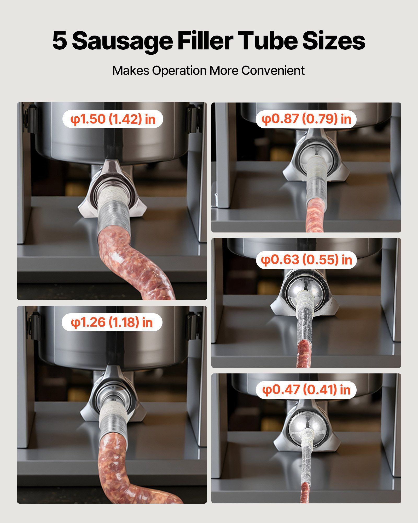Manual Sausage Stuffer, 11 LBS / 5 L Vertical Meat Stuffer, Dual-Speed Sausage Casing Meat Filling Machine, Stainless Steel Heavy Duty Filler with 5 Stuffing Tubes, for Commercial & Home Use - Image 5
