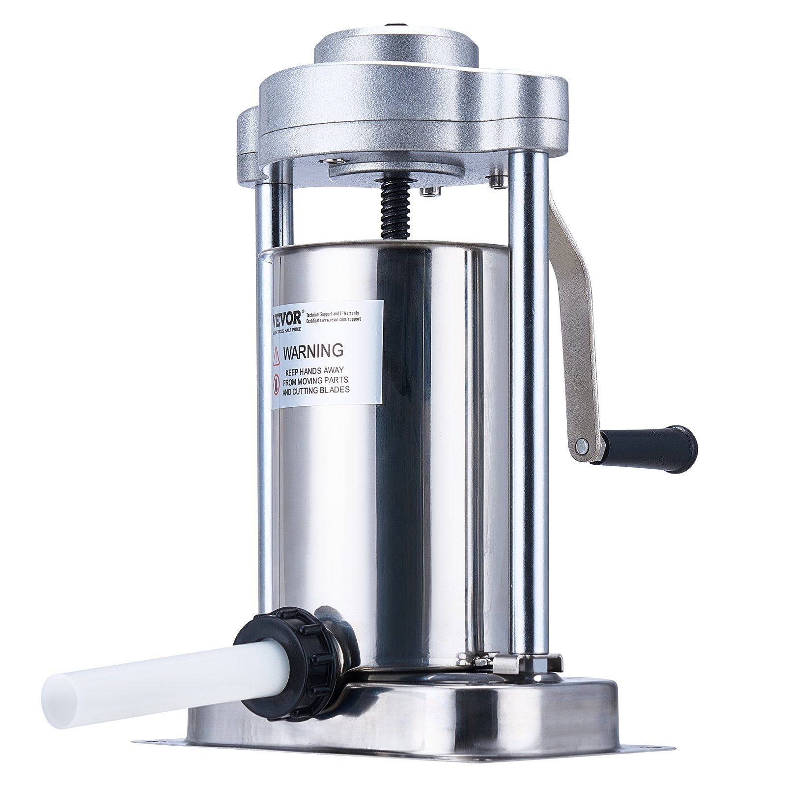 Manual Sausage Stuffer, 2 L / 5 LBS Vertical Sausage Machine with G-type Clamp, Food-Grade 304 Stainless Steel Barrel with 2 Stuffing Tubes, for Home Kitchen Restaurant Commercial - Image 1