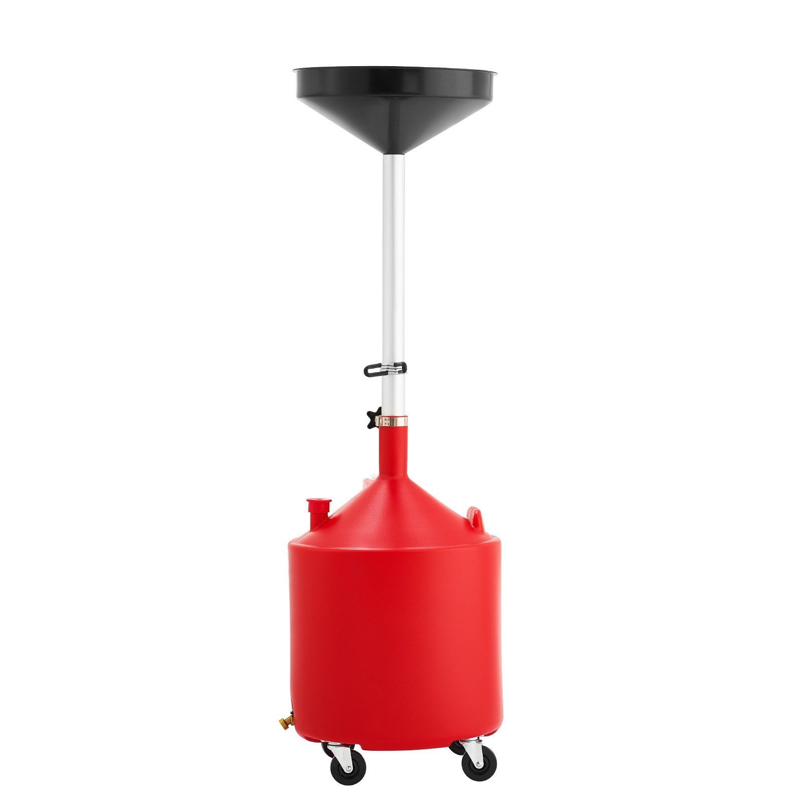 68L Waste Oil Drain Tank, Industrial Fluid Drain Tank with Adjustable Funnel Height, Portable Oil Drainer with Wheels, Fluid Fuel Transfer Drainage for Auto Repair Shops, Garages, Red - Image 1