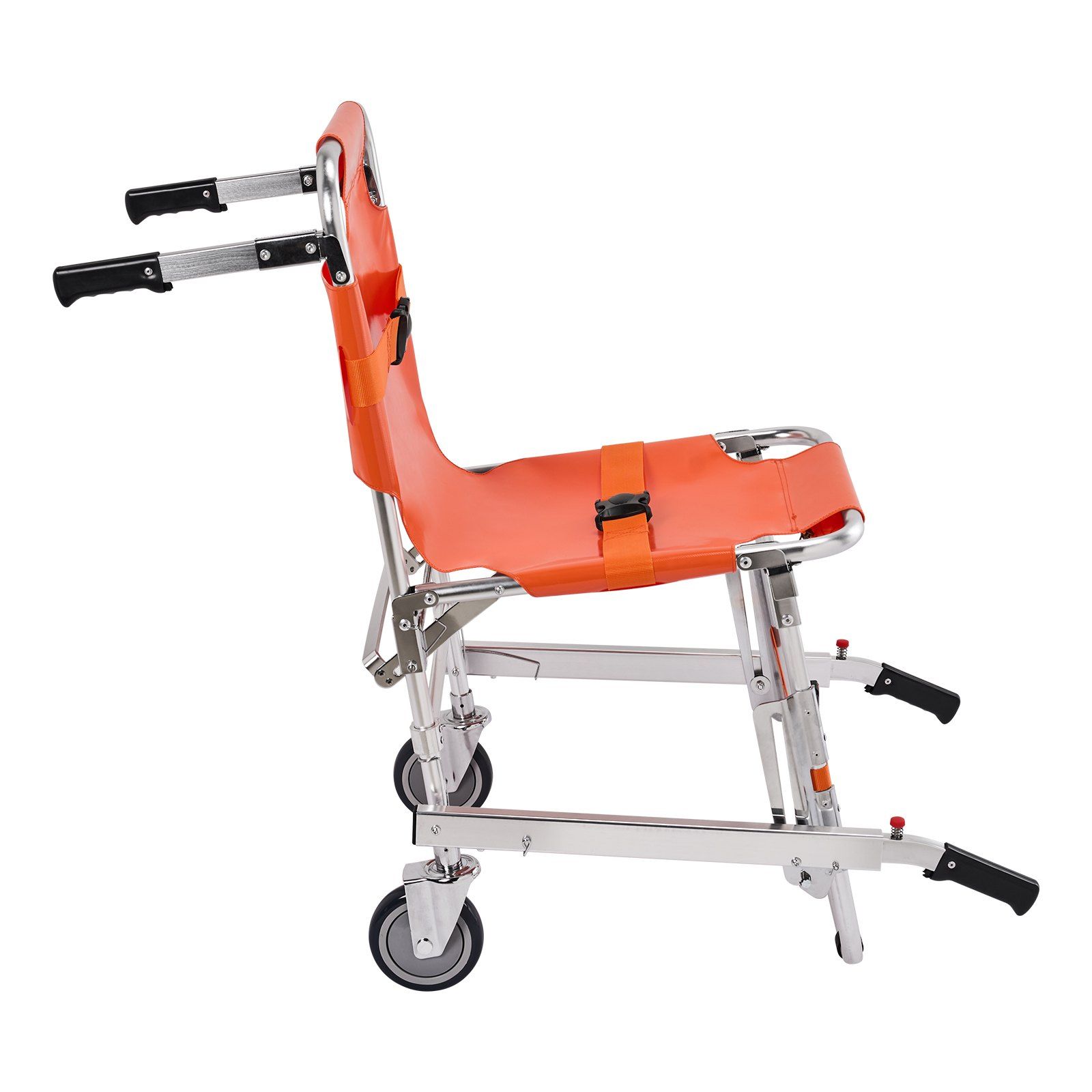 EMS Stair Chair, 159 kg Load Capacity, Foldable Aluminum Emergency Stair Climbing Wheelchair with 2 Wheels, Portable Stair Lift Chair Ambulance Firefighter Evacuation Use for Elderly, Disabled - Image 1