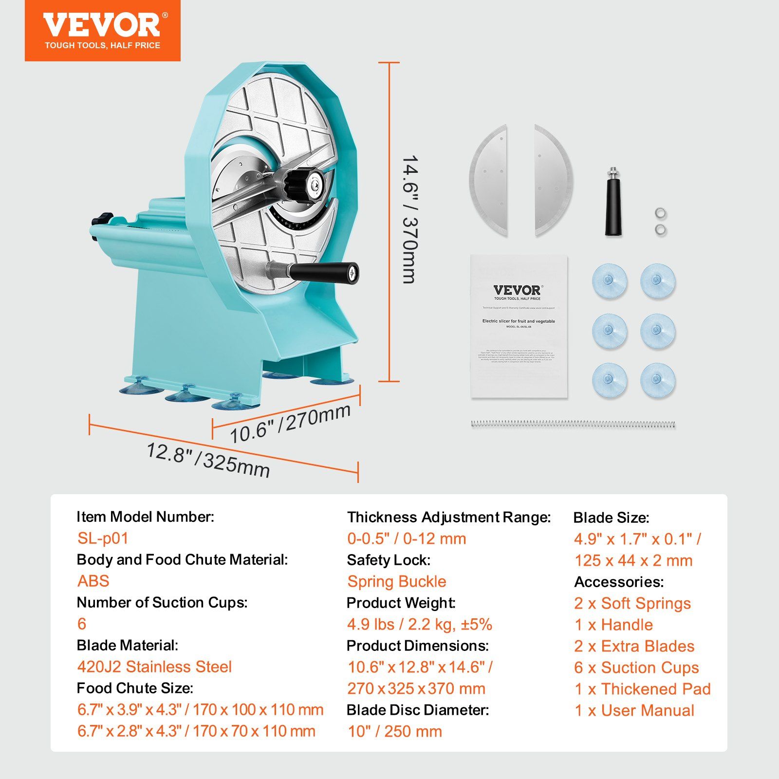Manual Vegetable Fruit Slicer, 0-0.5