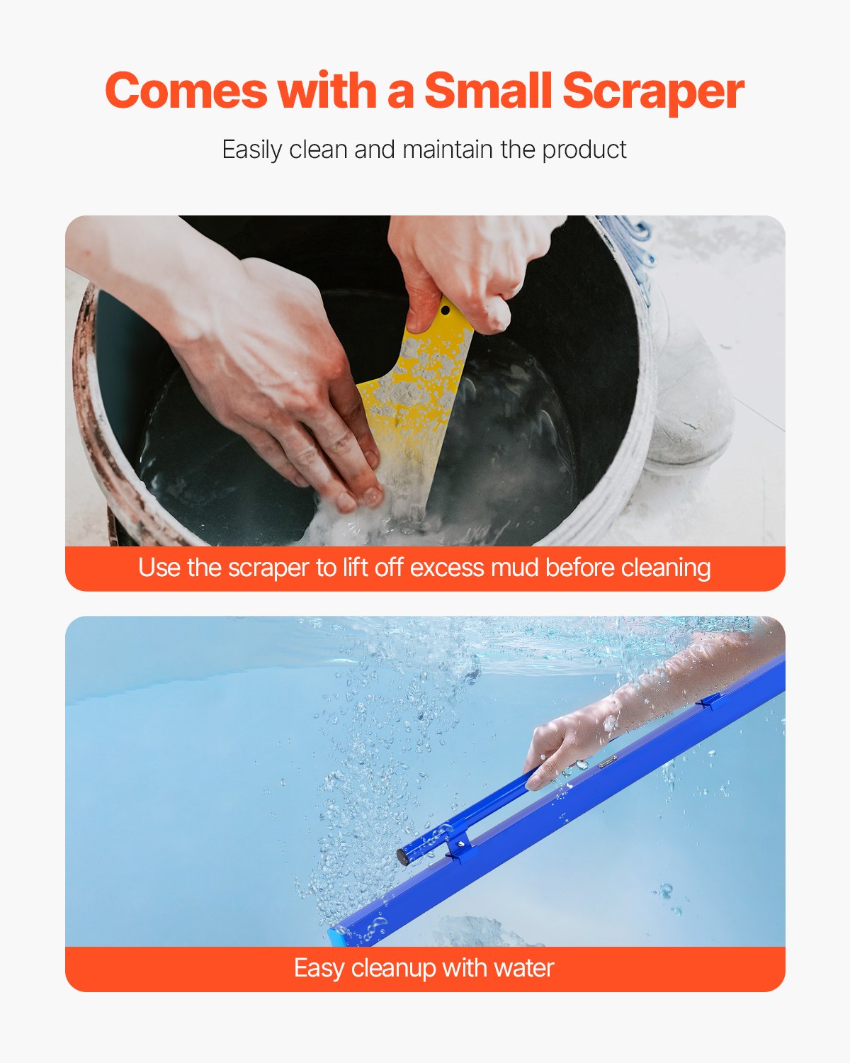 Concrete Screed, 120.5 cm Screed with Level Vial, Easy Cleanup & End Cap Design, Aluminum Lightweight & Reversable Handle for Leveling Floors, Small-Scale Construction and Home Renovation - Image 6