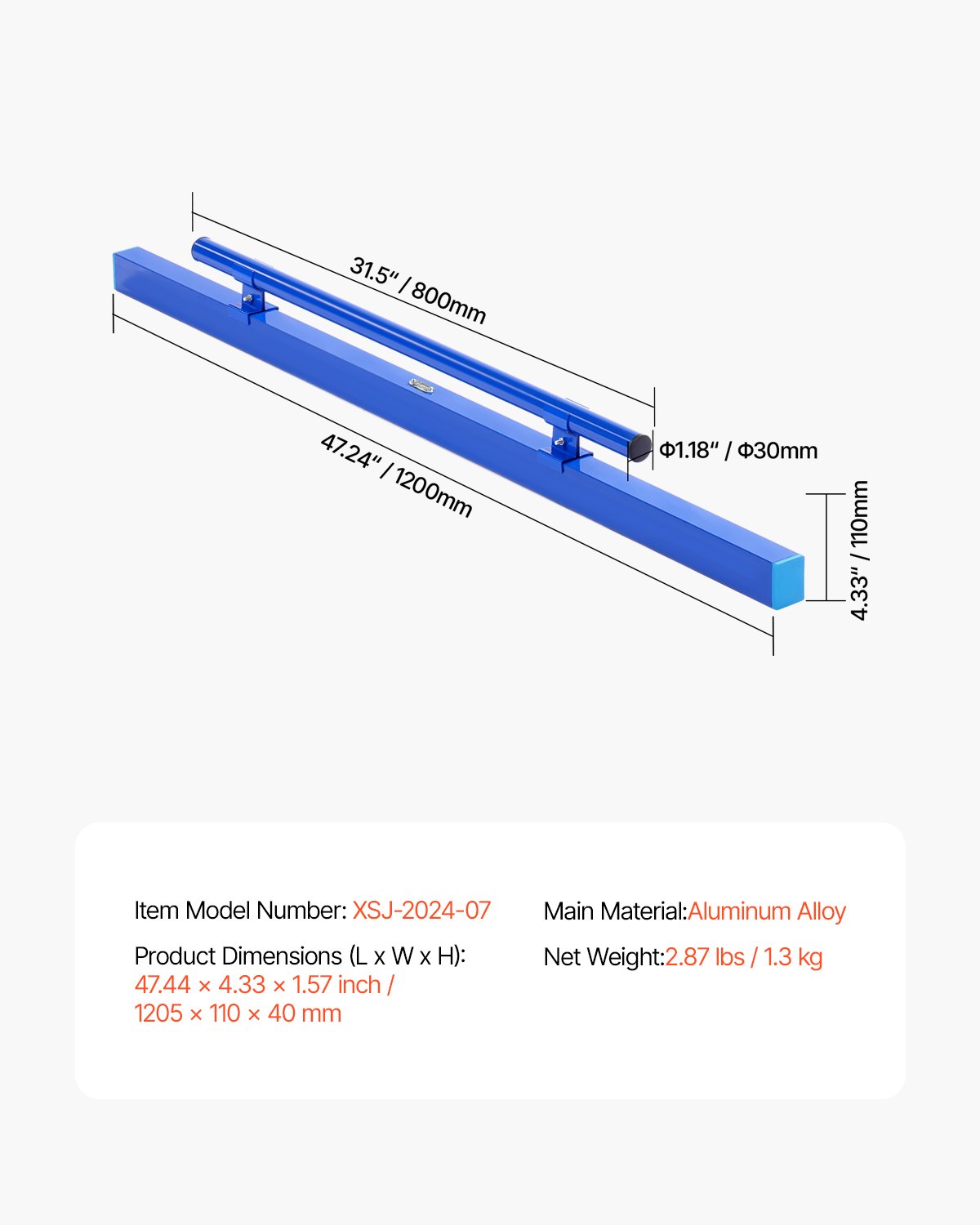 Concrete Screed, 120.5 cm Screed with Level Vial, Easy Cleanup & End Cap Design, Aluminum Lightweight & Reversable Handle for Leveling Floors, Small-Scale Construction and Home Renovation - Image 7