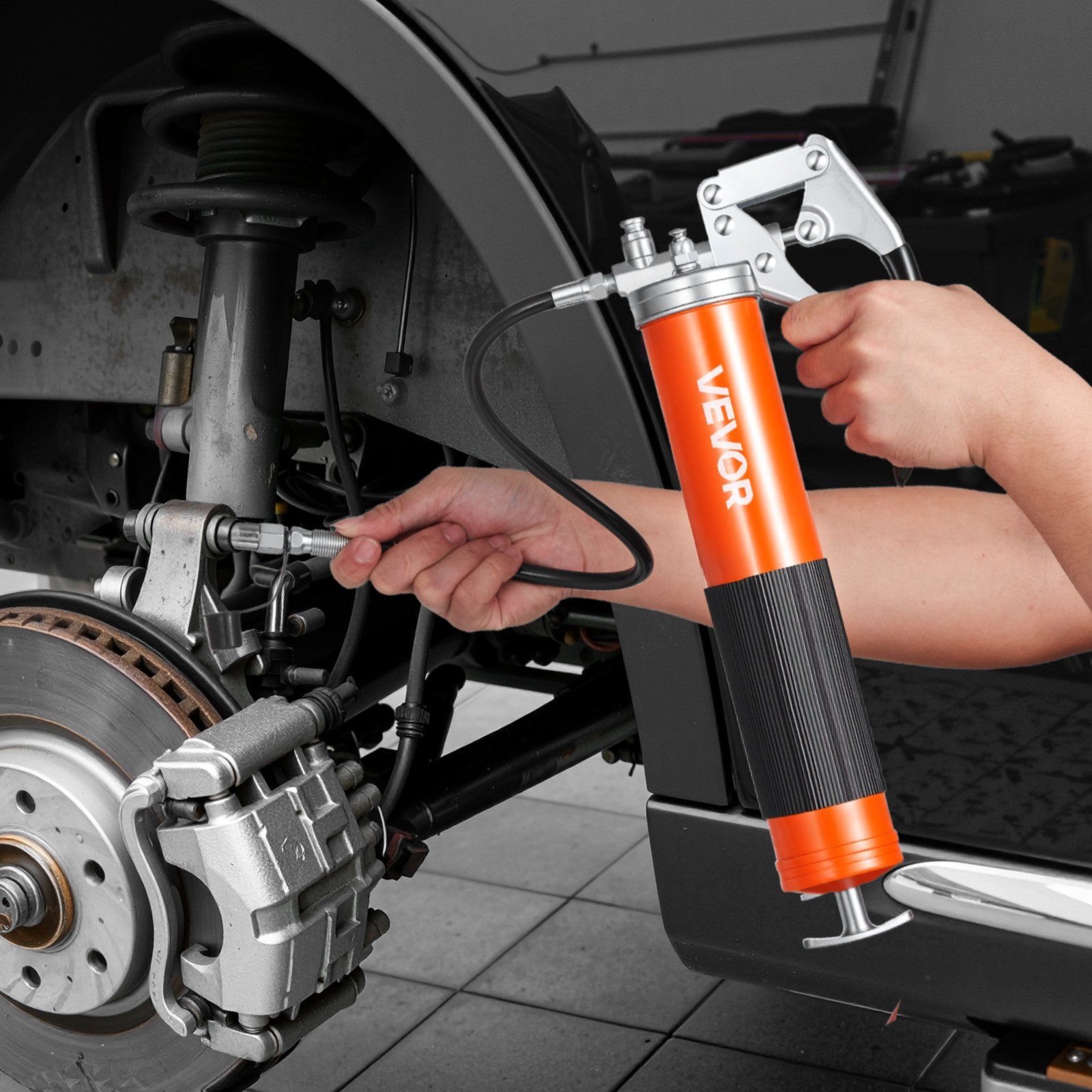 Grease Gun, 8000 PSI High Pressure, Heavy Duty Pistol Grip Grease Gun Kit with 0.4 L Capacity, Includes 46 cm Flex Hose, 1 Extension Rigid Pipe and 1 Sharp Type Nozzle for Automotive, Marine - Image 8