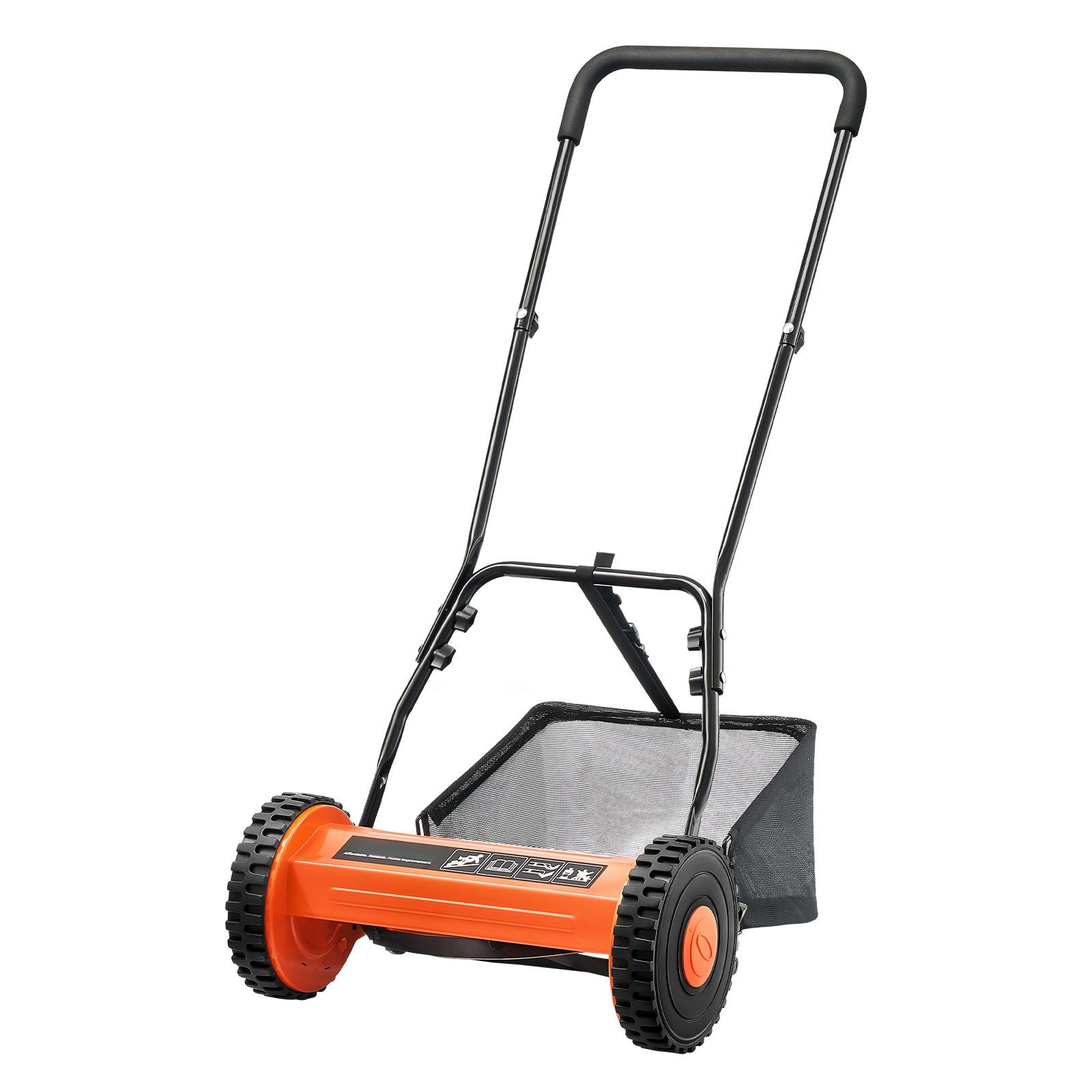 Push Reel Lawn Mower 35 cm, 5 Blades Manual Push Mower No Motor, 15-45 mm Adjustable Cutting Height, Walk-Behind Lawn Mowers with Grass Catcher Bag for Green Lawns, Driveways, Courtyards - Image 1