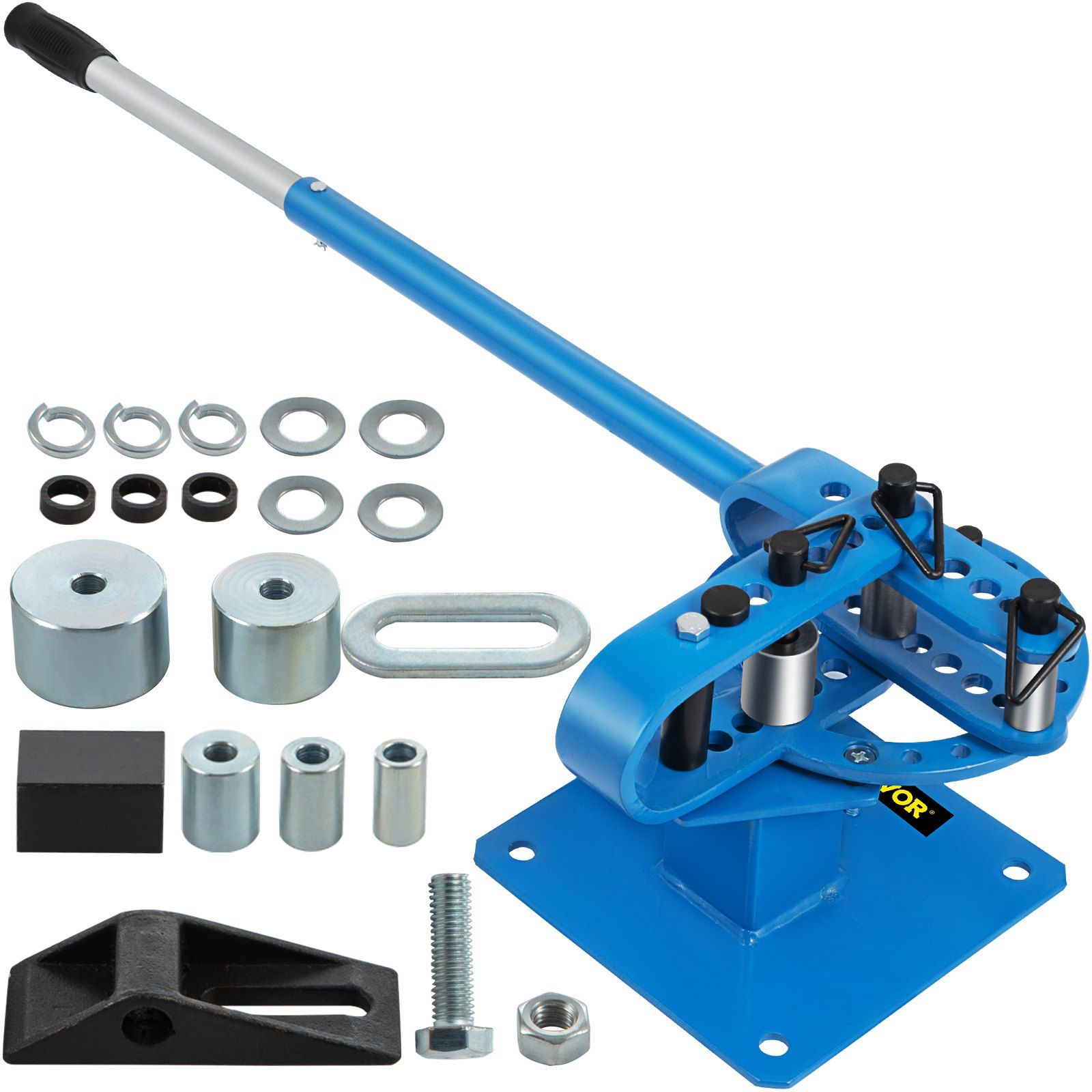YP-9 Manual Bender, Soild Round Square Bar Metal Bender with 7 Bending Dies, Metal Rod Bar Bender Bending Tool for Construction Site Auto Repair - Image 1