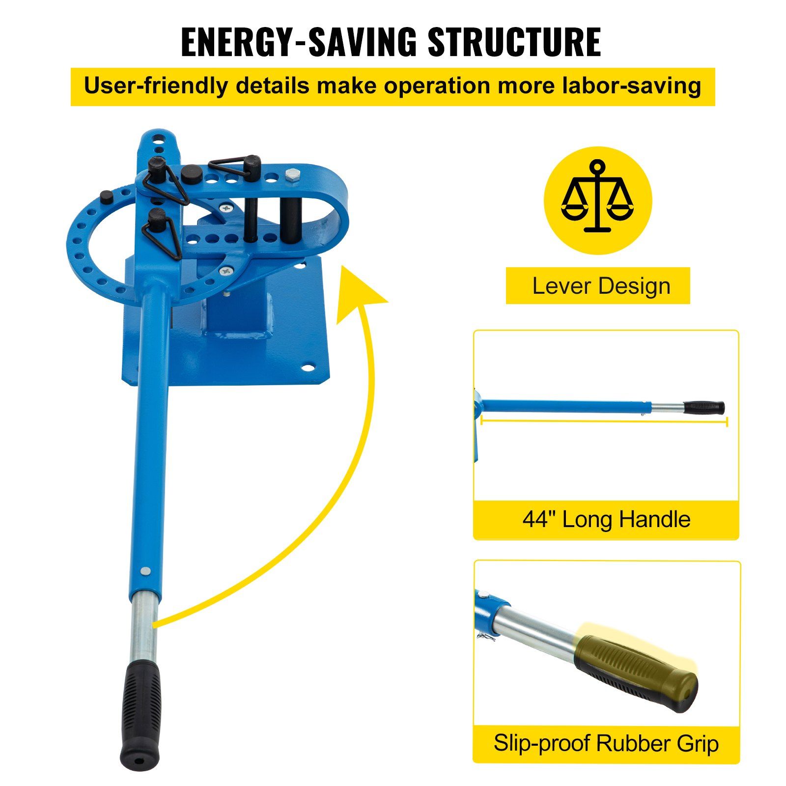 YP-9 Manual Bender, Soild Round Square Bar Metal Bender with 7 Bending Dies, Metal Rod Bar Bender Bending Tool for Construction Site Auto Repair - Image 6