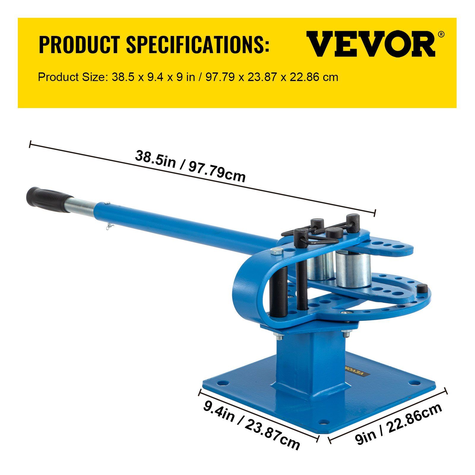YP-9 Manual Bender, Soild Round Square Bar Metal Bender with 7 Bending Dies, Metal Rod Bar Bender Bending Tool for Construction Site Auto Repair - Image 7