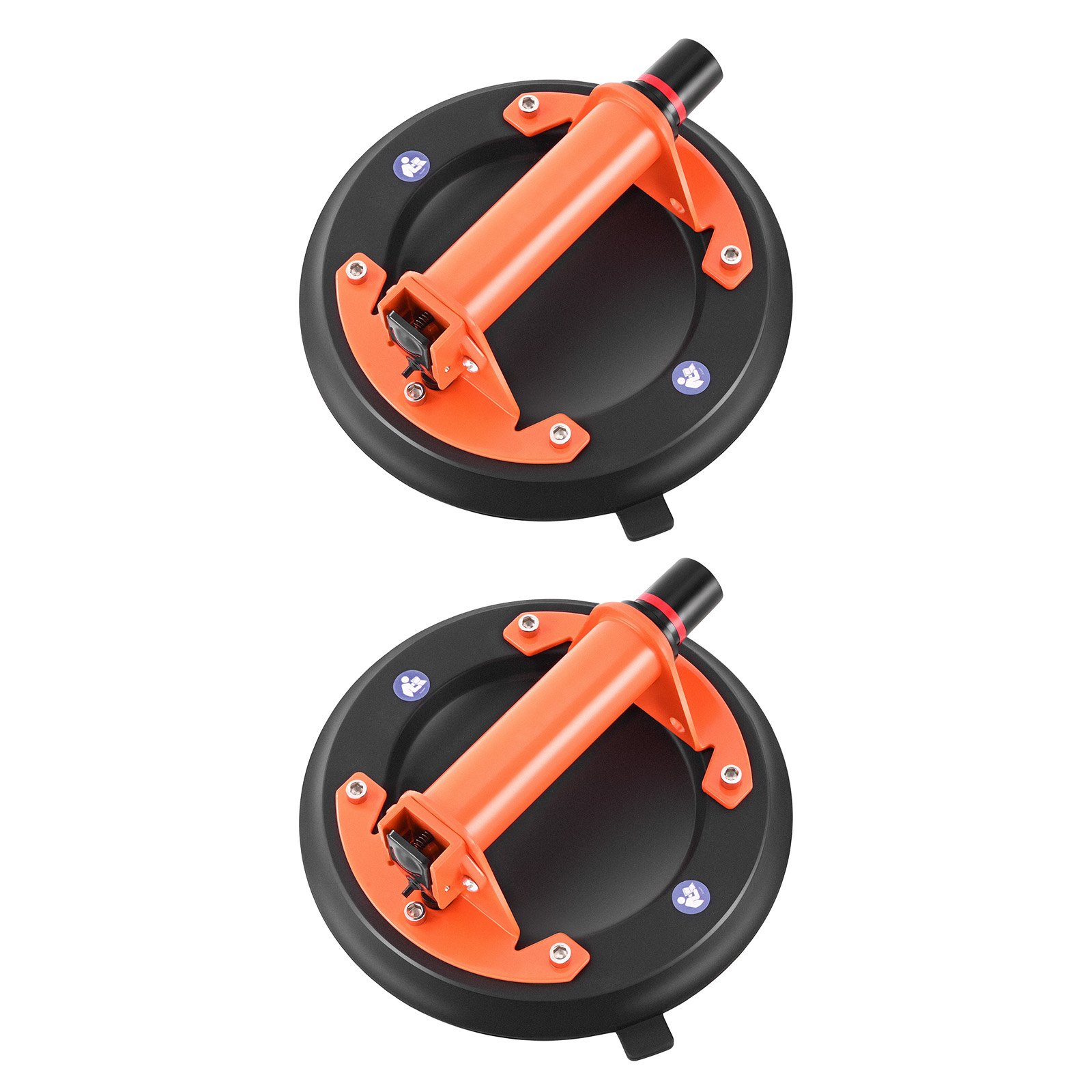 Vacuum Suction Cup, 203 mm Vacuum Glass Lifter with Metal Handle, 195 kg Max Lifting Capacity Tile Suction Cup Tool with Carrying Case for Lifting Large Tile, Granite, Drywall, Windows (2-Pack) - Image 1