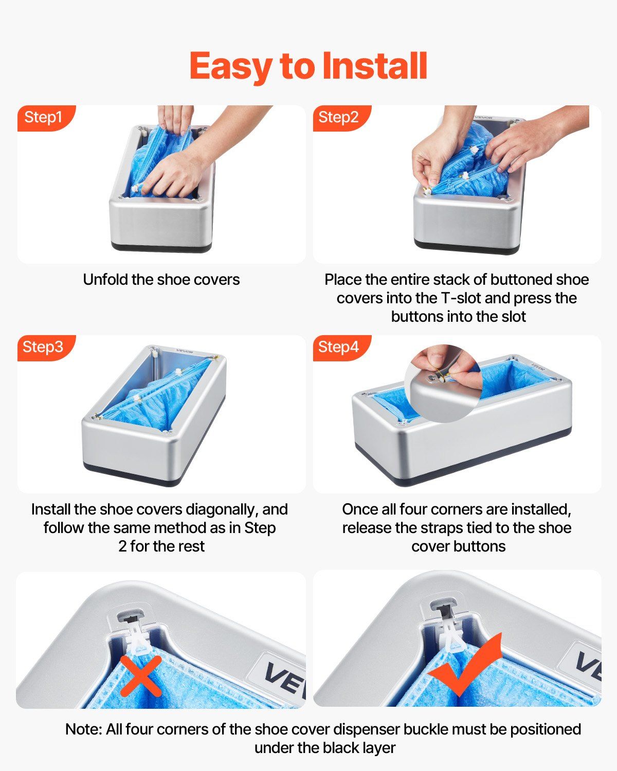 Shoe Cover Dispenser, Automatic Shoe Covers Dispenser with 100 Pcs of Non-Slip Disposable Shoes Covers, Fits Size Up to US 11, for Home, Office, Lab, Factory, Hospital, Indoor Use, Silver - Image 5