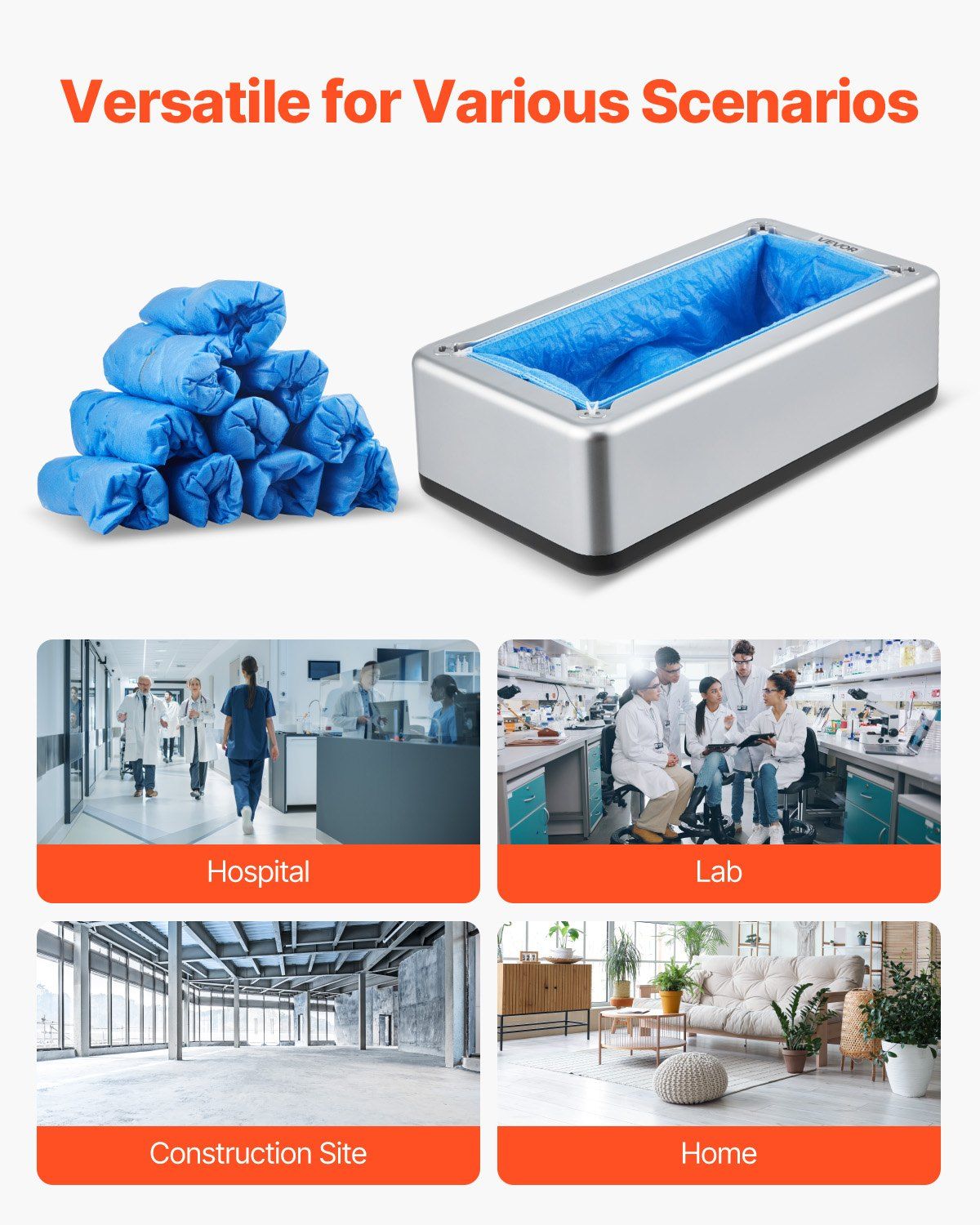 Shoe Cover Dispenser, Automatic Shoe Covers Dispenser with 100 Pcs of Non-Slip Disposable Shoes Covers, Fits Size Up to US 11, for Home, Office, Lab, Factory, Hospital, Indoor Use, Silver - Image 6