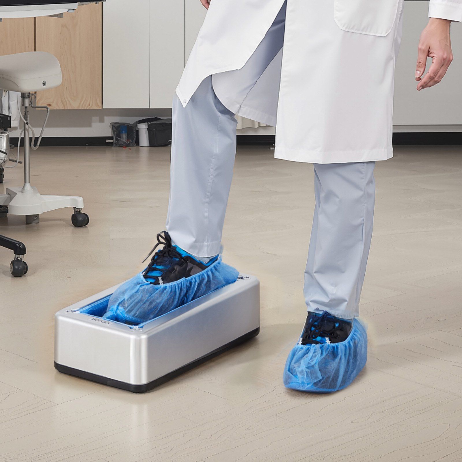 Shoe Cover Dispenser, Automatic Shoe Covers Dispenser with 100 Pcs of Non-Slip Disposable Shoes Covers, Fits Size Up to US 11, for Home, Office, Lab, Factory, Hospital, Indoor Use, Silver - Image 8