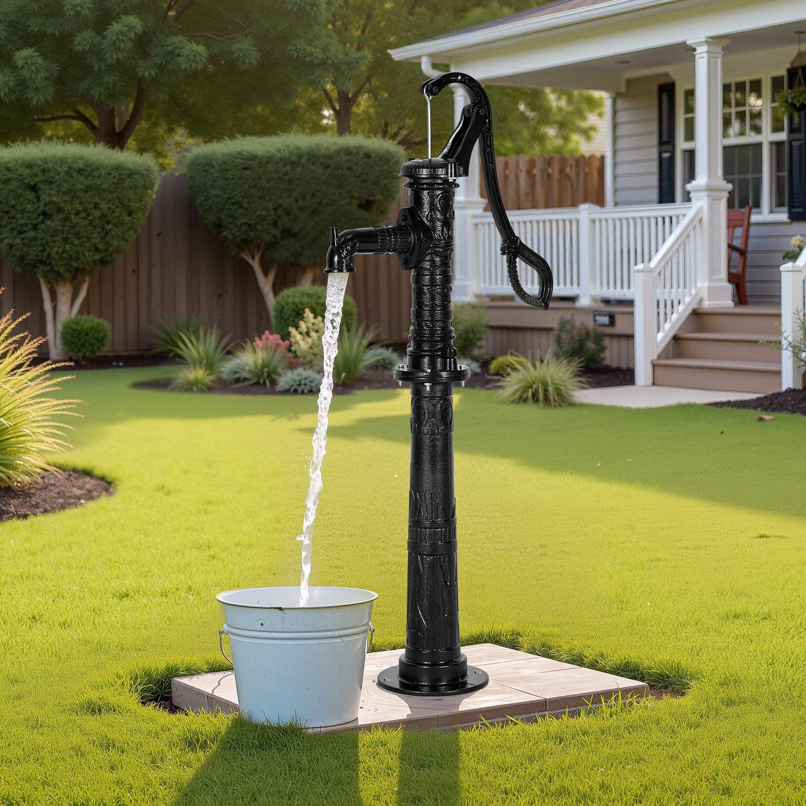 Well Hand Pitcher Pump, 20 ft Max Lift, Antique Cast Iron Manual Hand Water Pump with Heightening Base, NPT 1-1/4 in Connection, Easy Installation, for Outdoor Garden, Pond, Yard, Farm, Black - Image 8