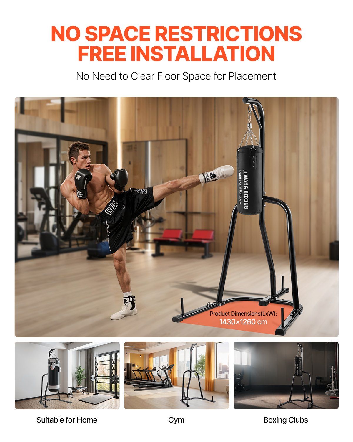 Punching Bag Stand, Steel Heavy Duty Workout Equipment, Boxing Punching Bag Stand, Holds Up to 140 lbs, Freestanding Sandbag Rack with Weighted Base, Training Equipment for Home Gym Fitness - Image 6