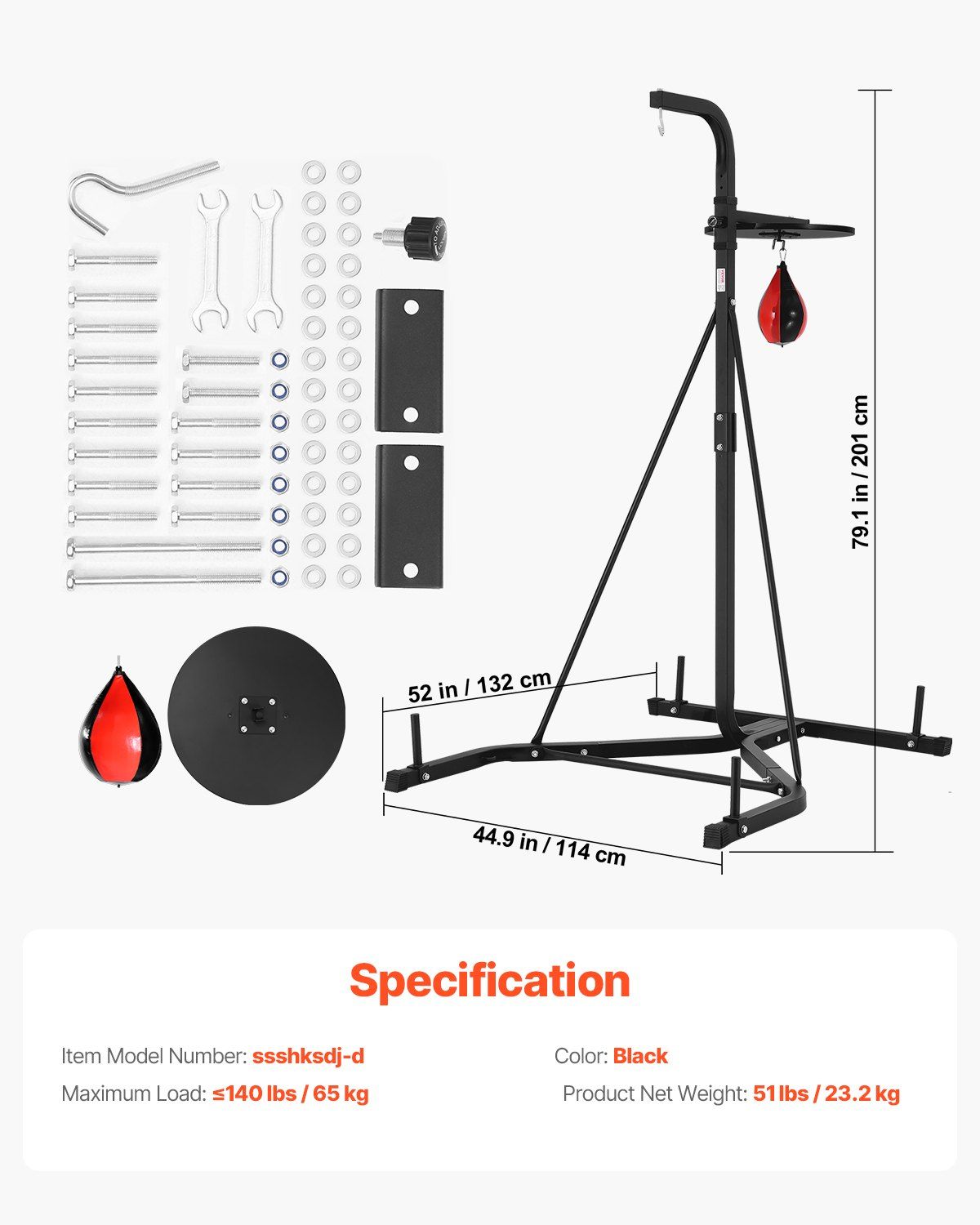 2 in 1 Punching Bag Stand, Steel Heavy Duty Workout Equipment, Adjustable Height Boxing Punching Bag and Speed Bag Stand, Freestanding Sandbag Rack, Holds Up to 140 lbs, for Home Gym Fitness - Image 7