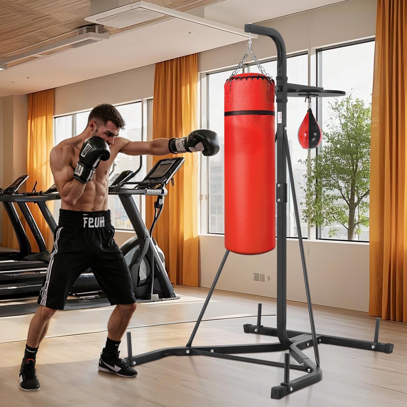 2 in 1 Punching Bag Stand, Steel Heavy Duty Workout Equipment, Adjustable Height Boxing Punching Bag and Speed Bag Stand, Freestanding Sandbag Rack, Holds Up to 140 lbs, for Home Gym Fitness - Image 8