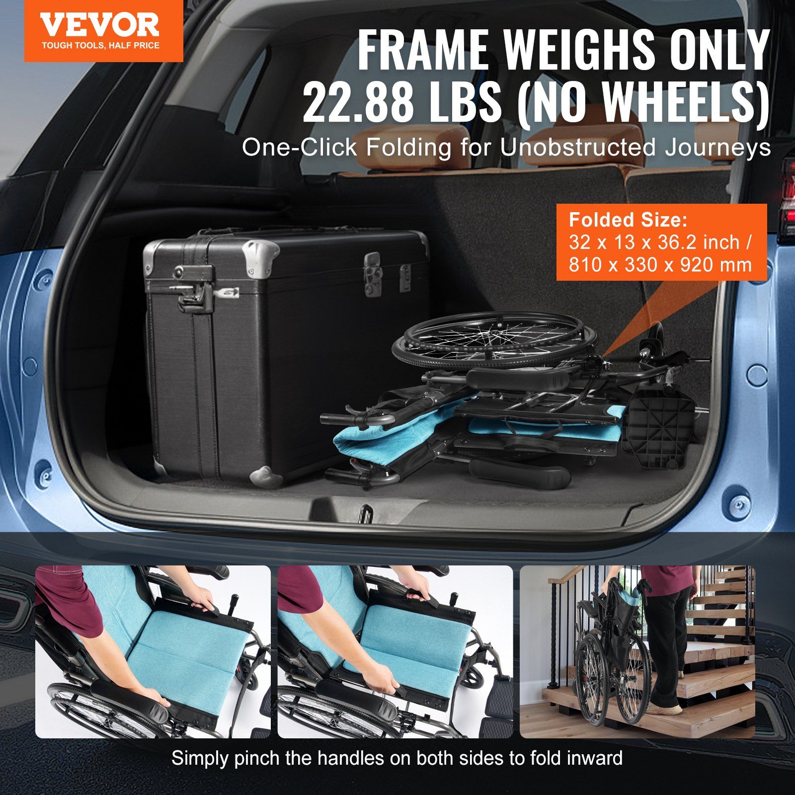 Wheelchair, Durable Aluminum Alloy Ultra-Lightweight Wheelchairs, Portable Wheelchair with Flip-Back Desk-Length Arms, 3-Position Adjustable Footrests, 18-Inch Wide Seat, 250lbs Weight Capacity - Image 2