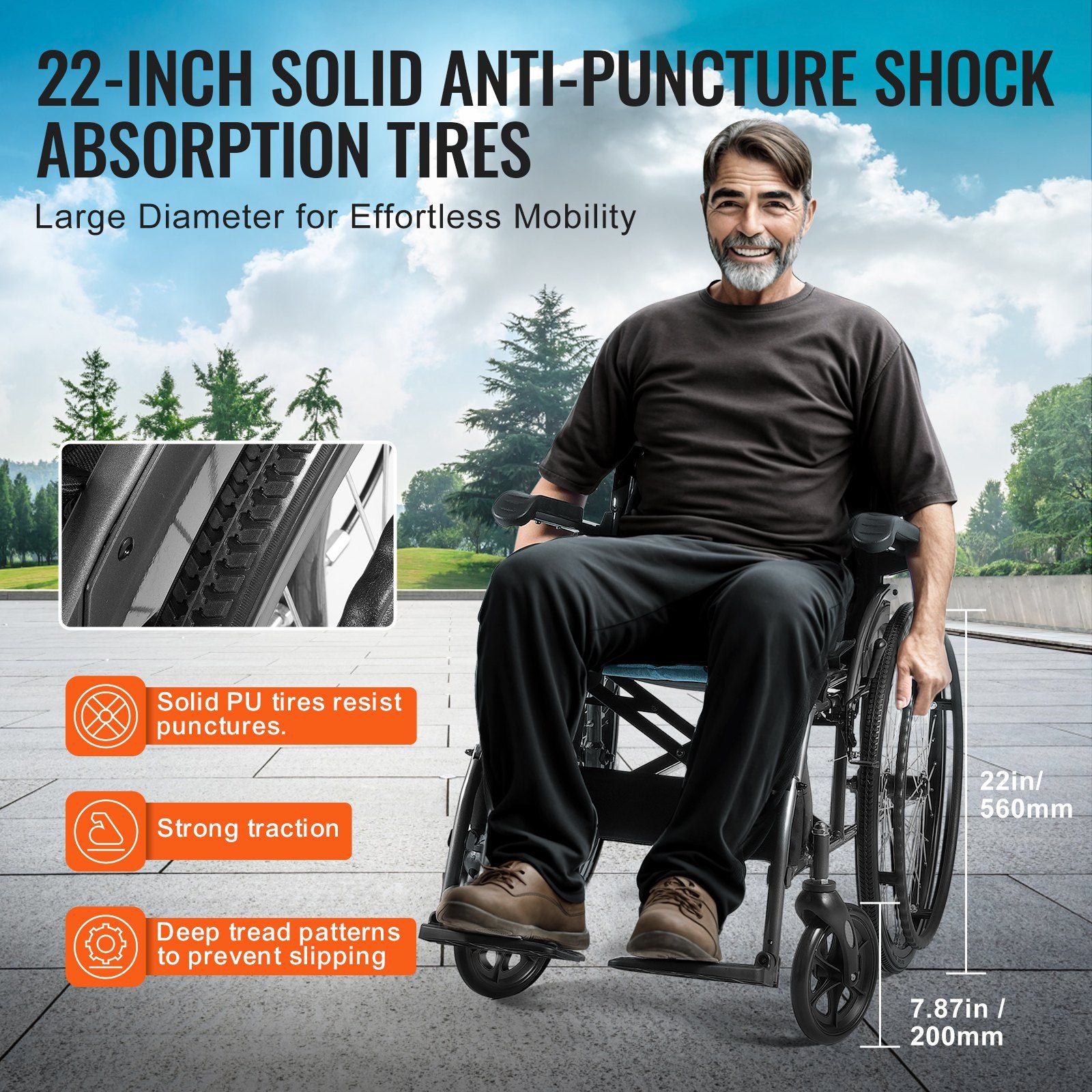 Wheelchair, Durable Aluminum Alloy Ultra-Lightweight Wheelchairs, Portable Wheelchair with Flip-Back Desk-Length Arms, 3-Position Adjustable Footrests, 18-Inch Wide Seat, 250lbs Weight Capacity - Image 4
