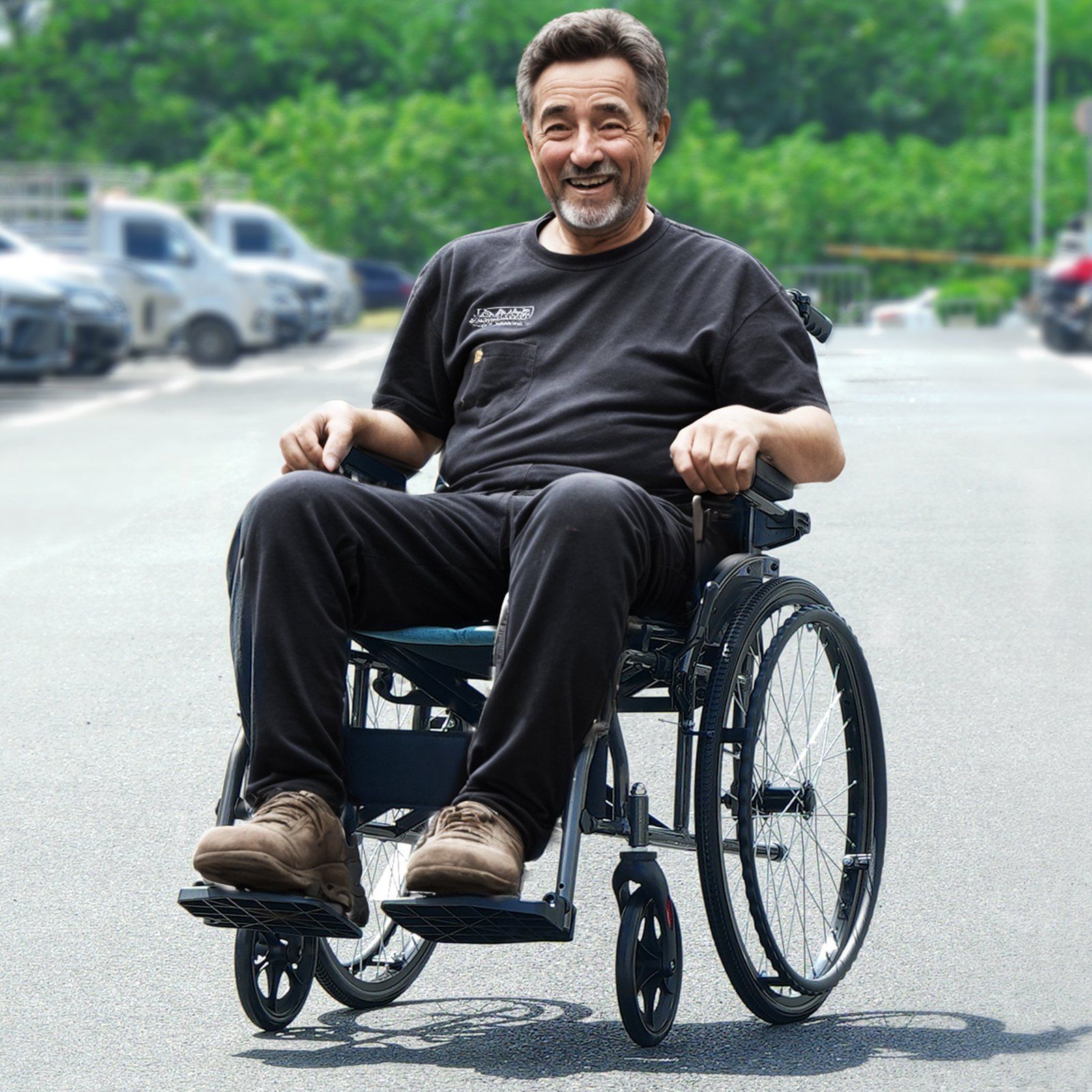 Wheelchair, Durable Aluminum Alloy Ultra-Lightweight Wheelchairs, Portable Wheelchair with Flip-Back Desk-Length Arms, 3-Position Adjustable Footrests, 18-Inch Wide Seat, 250lbs Weight Capacity - Image 8