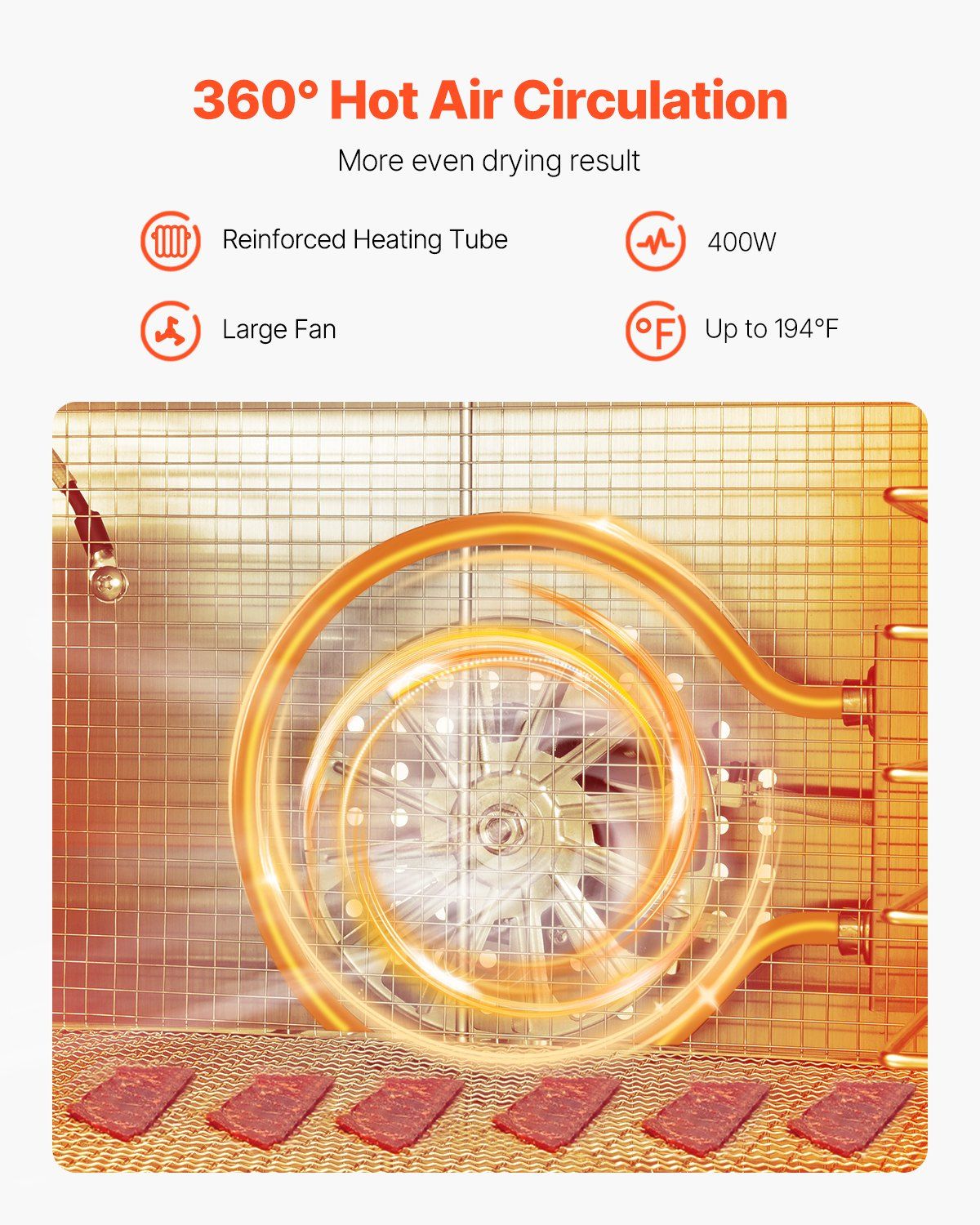Food Dehydrator Machine, 6 Stainless Steel Trays, 400W Electric Food Dryer with Adjustable Temperature & 24-Hour Timer, Freeze Dryer for Jerky, Meat, Fruit, Vegetables, Herbs, Dog Treats - Image 2