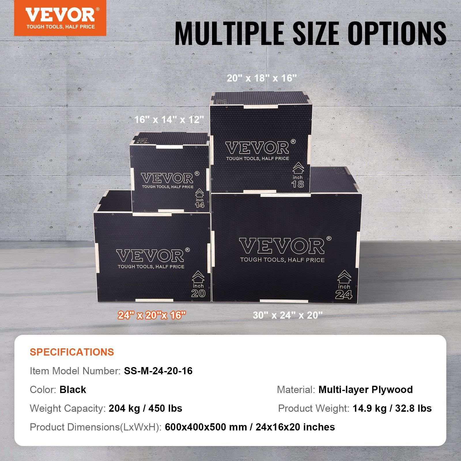 3 in 1 Plyometric Jump Box, 24/20/16 Inch Wooden Plyo Box, Platform & Jumping Agility Box, Anti-Slip Fitness Exercise Step Up Box for Home Gym Training, Conditioning Strength Training, Black - Image 7