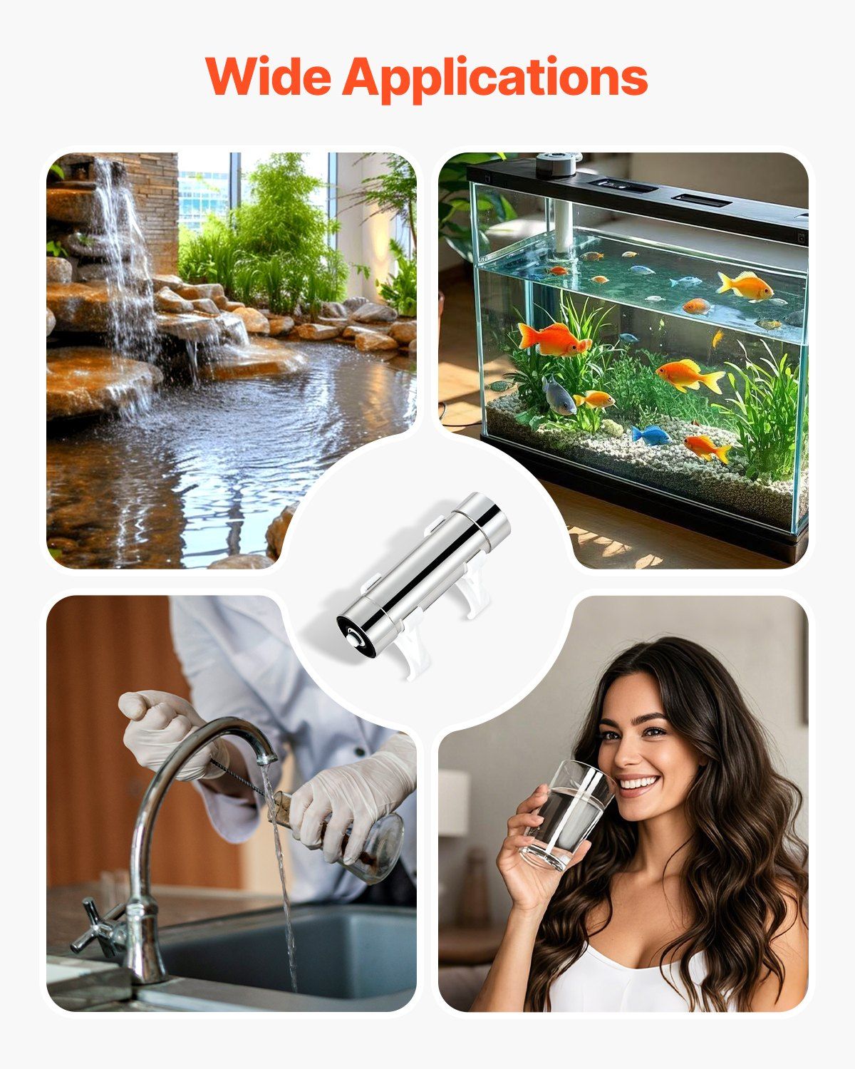 UV Water Purifier, 8W 1GPM, 220V Versatile Ultraviolet Water Purifier Filter with Stainless Steel Housing, Whole House UV Water Filter with Quartz Sleeve Fit for Shower/Drinking/Cleaning - Image 5