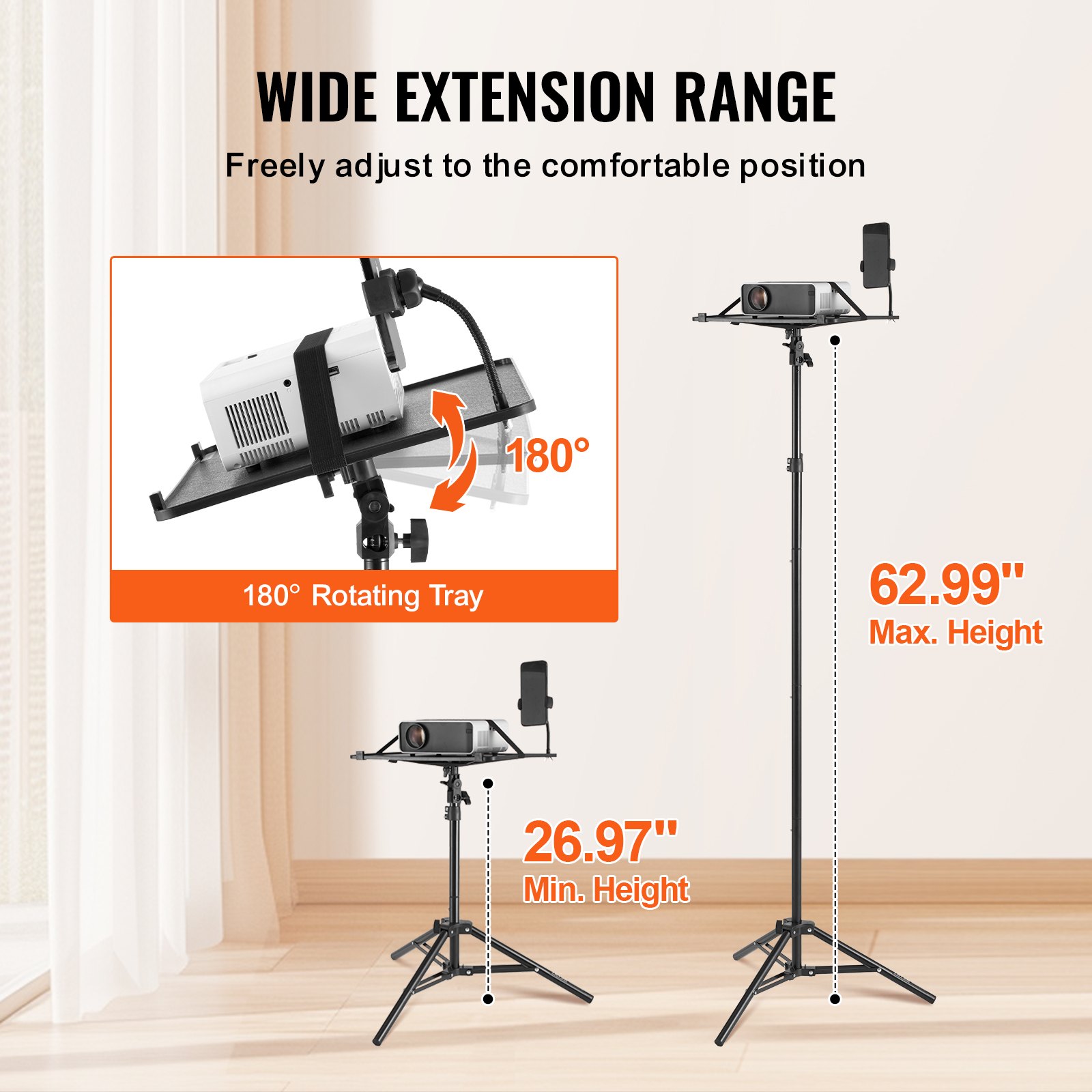 Projector Stand Laptop Stand Tripod Adjustable Height from 26.97 to 63 in - Image 3