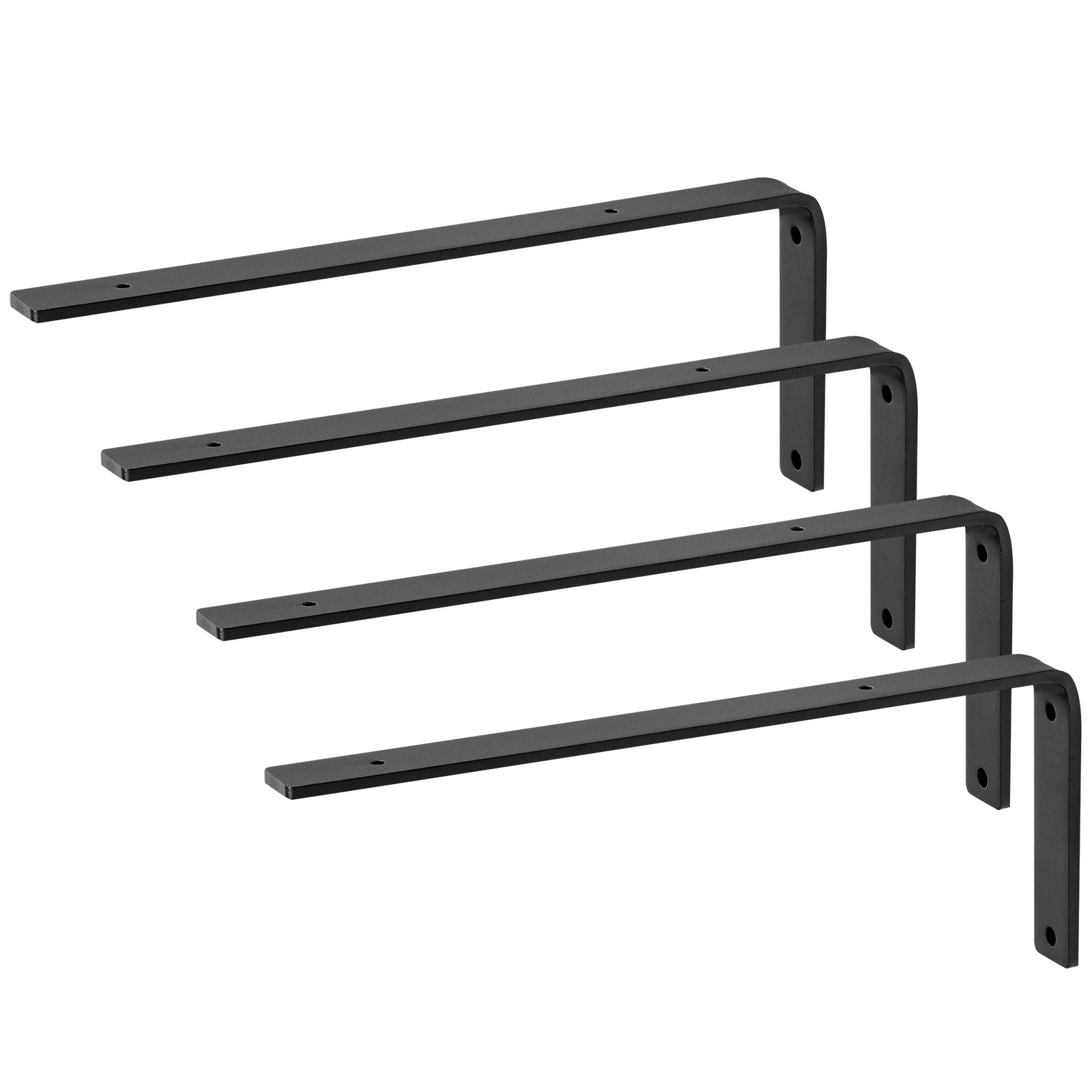 Shelf Bracket, Heavy Duty Floating Shelf Brackets 25.6 x 15.5 cm, 4 Pcs Brackets for Shelves, 5mm Thick Matte Black L Shelf Bracket,Steel Shelving Brackets with 72.6 kg Load Capacity - Image 1