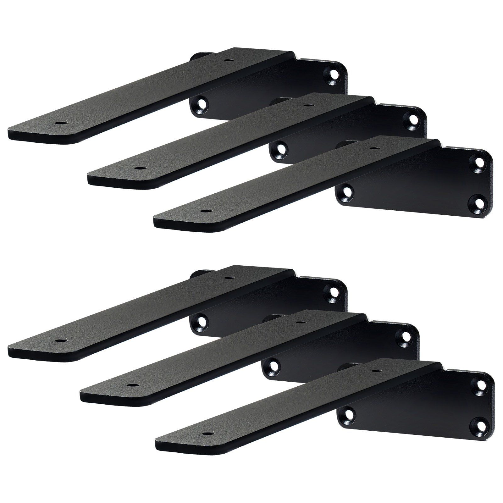 Shelf Bracket, 26.1cmL x 10cmW x 4.5cmH, 6 Pcs Heavy Duty Floating Shelf Brackets, Brackets for Shelves, 5mm Thick Matte Black L Shelf Bracket,Steel Shelving Brackets with 72.6 kg Load Capacity - Image 1