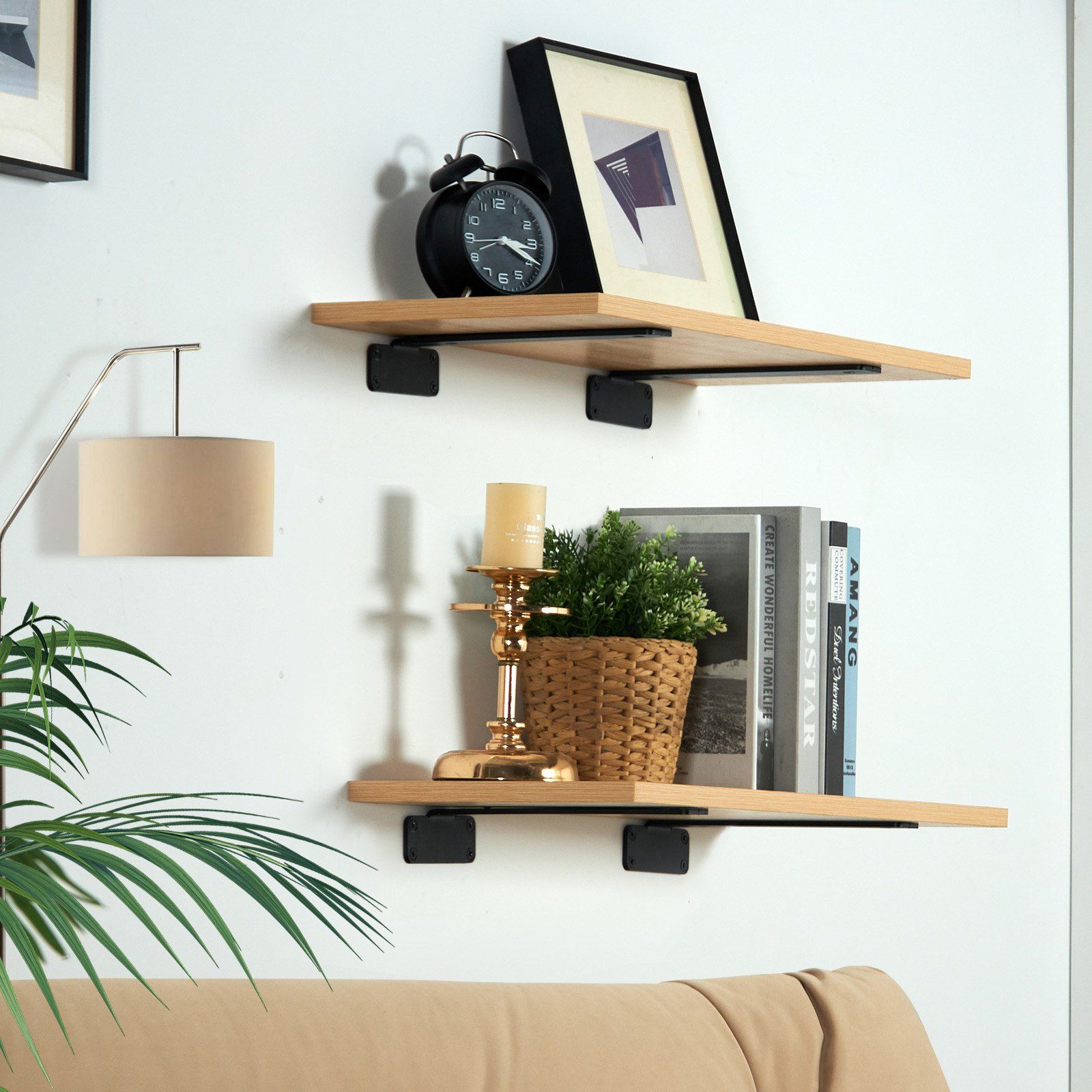 Shelf Bracket, 26.1cmL x 10cmW x 4.5cmH, 6 Pcs Heavy Duty Floating Shelf Brackets, Brackets for Shelves, 5mm Thick Matte Black L Shelf Bracket,Steel Shelving Brackets with 72.6 kg Load Capacity - Image 8