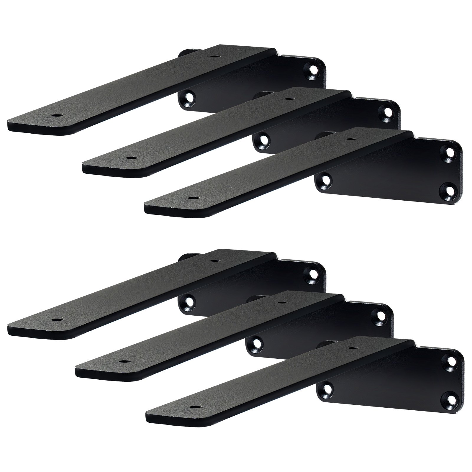 Shelf Bracket, 21cmL x 10cmW x 4.5cmH 6 Pcs, Heavy Duty Floating Shelf Brackets, Brackets for Shelves, 5mm Thick Matte Black L Shelf Bracket,Steel Shelving Brackets with 72.6 kg Load Capacity - Image 1