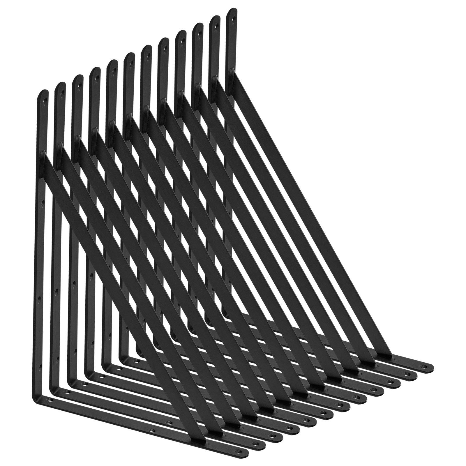 Shelf Bracket, 46 x 30.5 cm 12 Pcs, Heavy Duty Floating Shelf Brackets, Brackets for Shelves, 3mm Thick Matte Black Triangle Shelf Bracket,Steel Shelving Brackets with 72.6 kg Load Capacity - Image 1