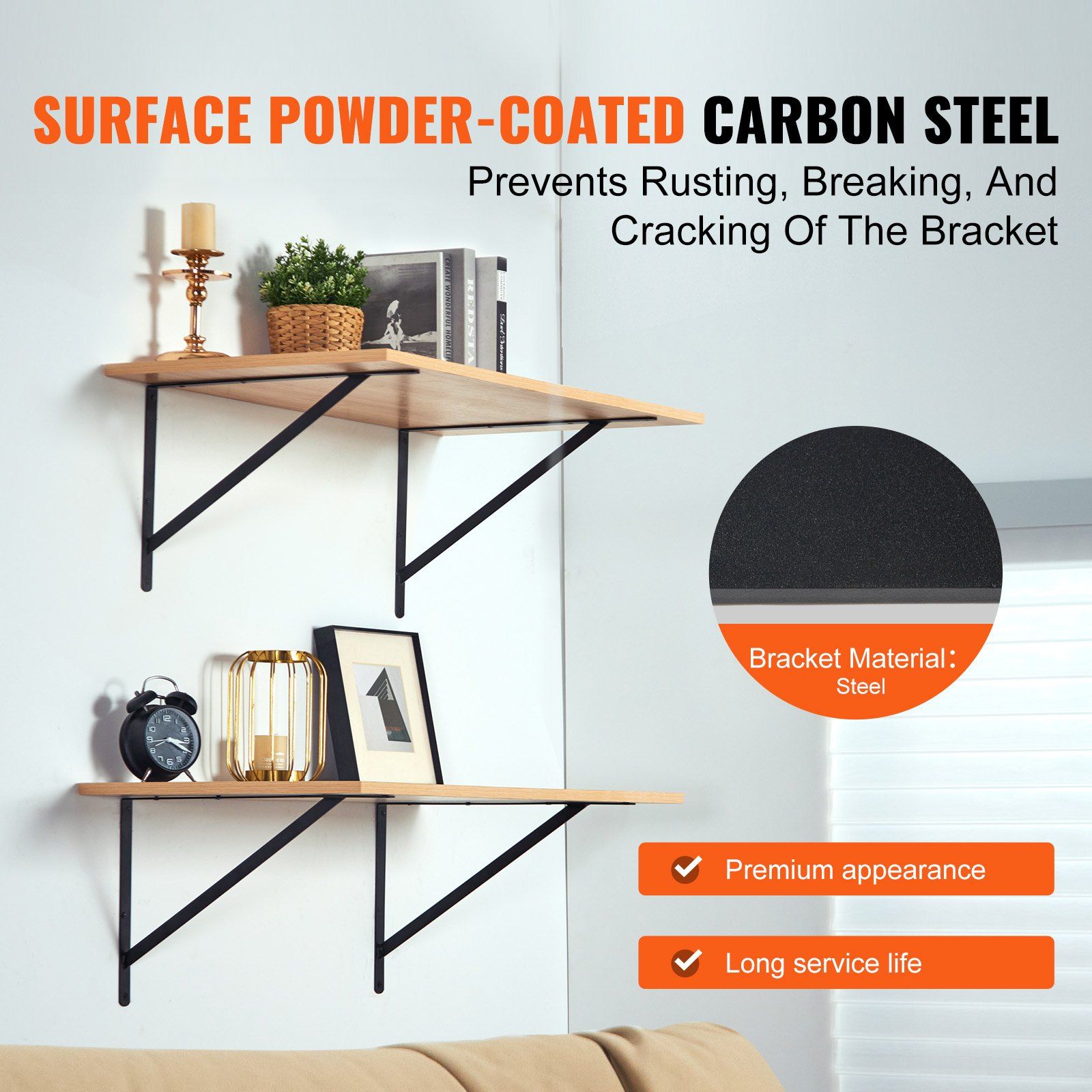 Shelf Bracket, 46 x 30.5 cm 12 Pcs, Heavy Duty Floating Shelf Brackets, Brackets for Shelves, 3mm Thick Matte Black Triangle Shelf Bracket,Steel Shelving Brackets with 72.6 kg Load Capacity - Image 4