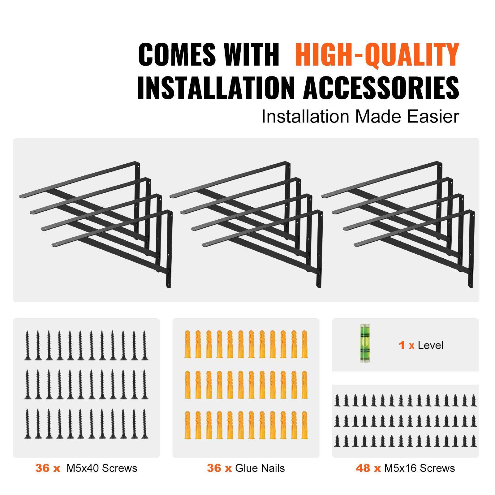 Shelf Bracket, 46 x 30.5 cm 12 Pcs, Heavy Duty Floating Shelf Brackets, Brackets for Shelves, 3mm Thick Matte Black Triangle Shelf Bracket,Steel Shelving Brackets with 72.6 kg Load Capacity - Image 6
