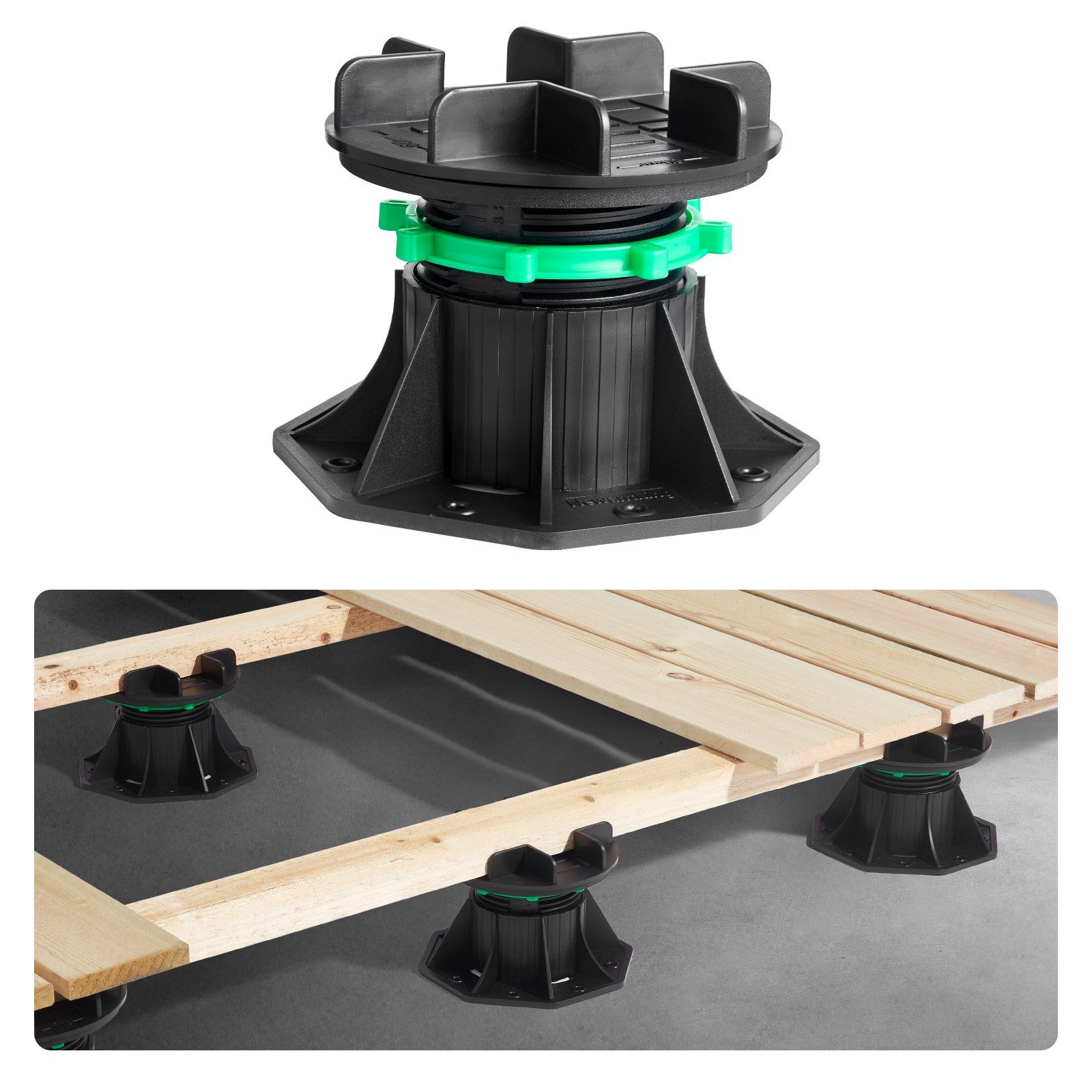 Deck Blocks 8 PCS, 2200 lbs / 997.90 kg Load Capacity Deck Support Plastic Pedestal Paver, Raising 3.54 - 4.65 inch / 90 - 118 mm, Height Adjustable Shed Foundation Base for Wood Concrete Metal - Image 1