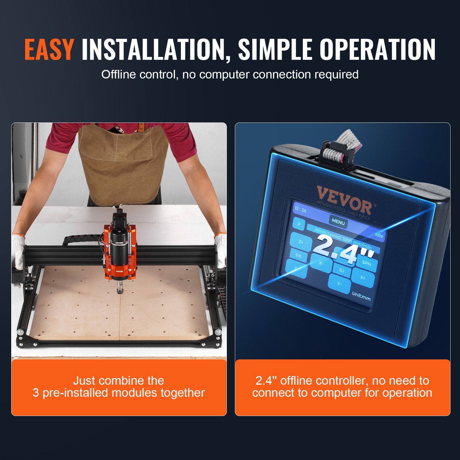 CNC Router Machine, 300W, 3 Axis GRBL Control Wood Engraving Carving Milling Machine Kit, 15.75 x 15.75 x 2.36 in / 400 x 400 x 60 mm Working Area 1200 RPM for Wood Acrylic MDF PVC Plastic Foam - Image 5