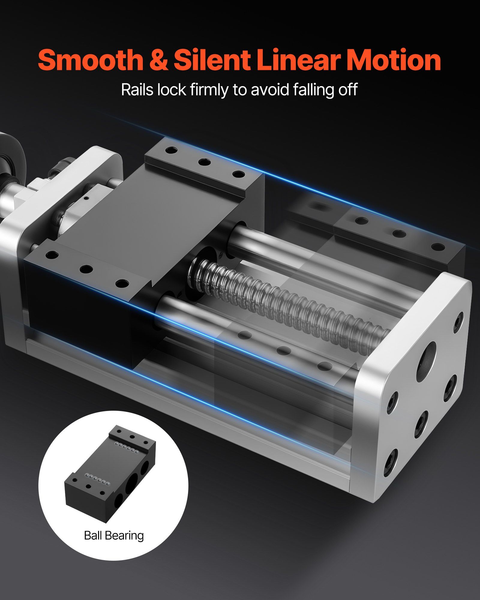 Linear Stage Actuator, 100 mm Effective Stroke, Ball Screw CNC Linear Motion Guide Rail, Double Optical Axis, C7 High-Precision, Bearing Slide Block, Manual Handwheel, for CNC Router X Y Z Axis - Image 4