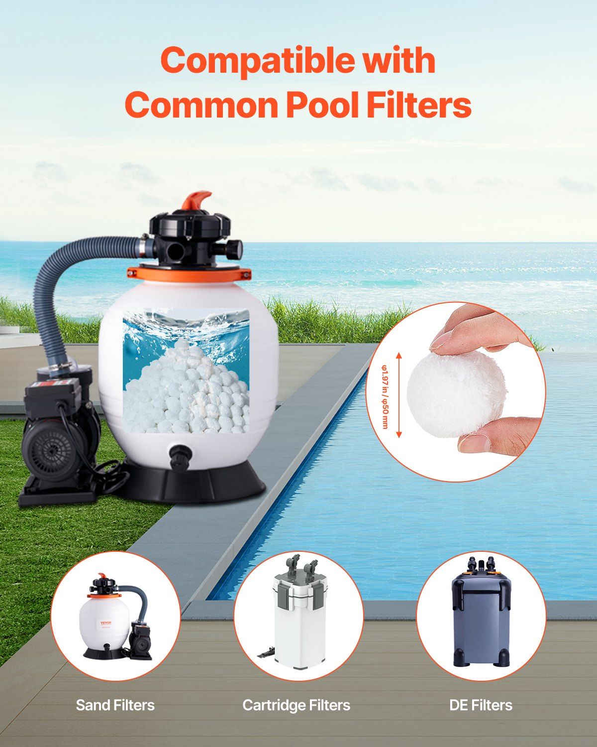 Pool Filter Balls for Sand Filter, 2.1 kg, Filter Balls Replace Pool Filter Sand, Reusable Polyester Fiber Filter Media Balls with Wash Bag, for Swimming Pool Above Ground Pool Aquarium Tank - Image 5