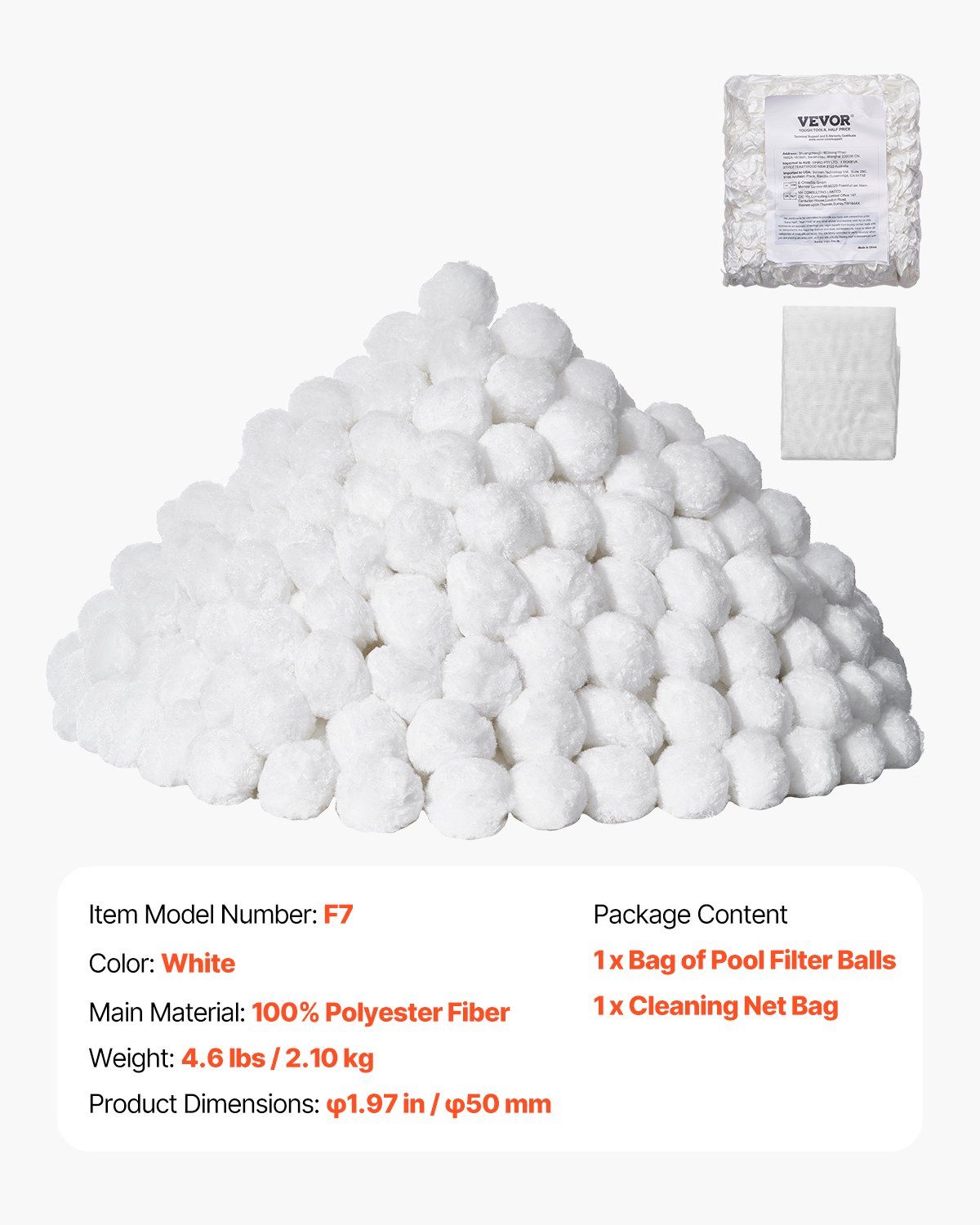 Pool Filter Balls for Sand Filter, 2.1 kg, Filter Balls Replace Pool Filter Sand, Reusable Polyester Fiber Filter Media Balls with Wash Bag, for Swimming Pool Above Ground Pool Aquarium Tank - Image 7