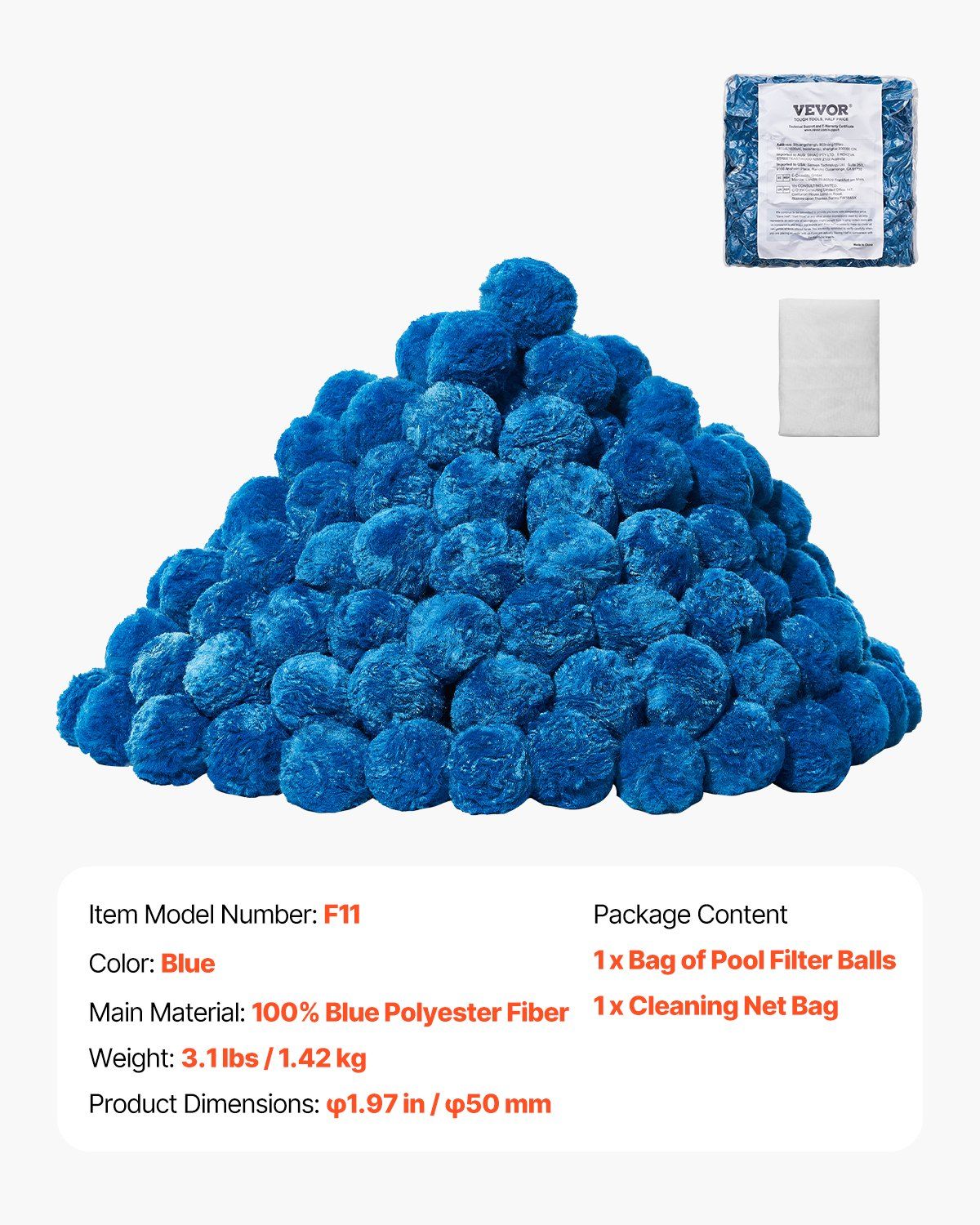 Pool Filter Balls for Sand Filter, 1.42 kg, Filter Balls Replace Pool Filter Sand, Reusable Blue Polyester Fiber Filter Media with Wash Bag, for Swimming Pool Aquarium Tank Above Ground Pool - Image 7