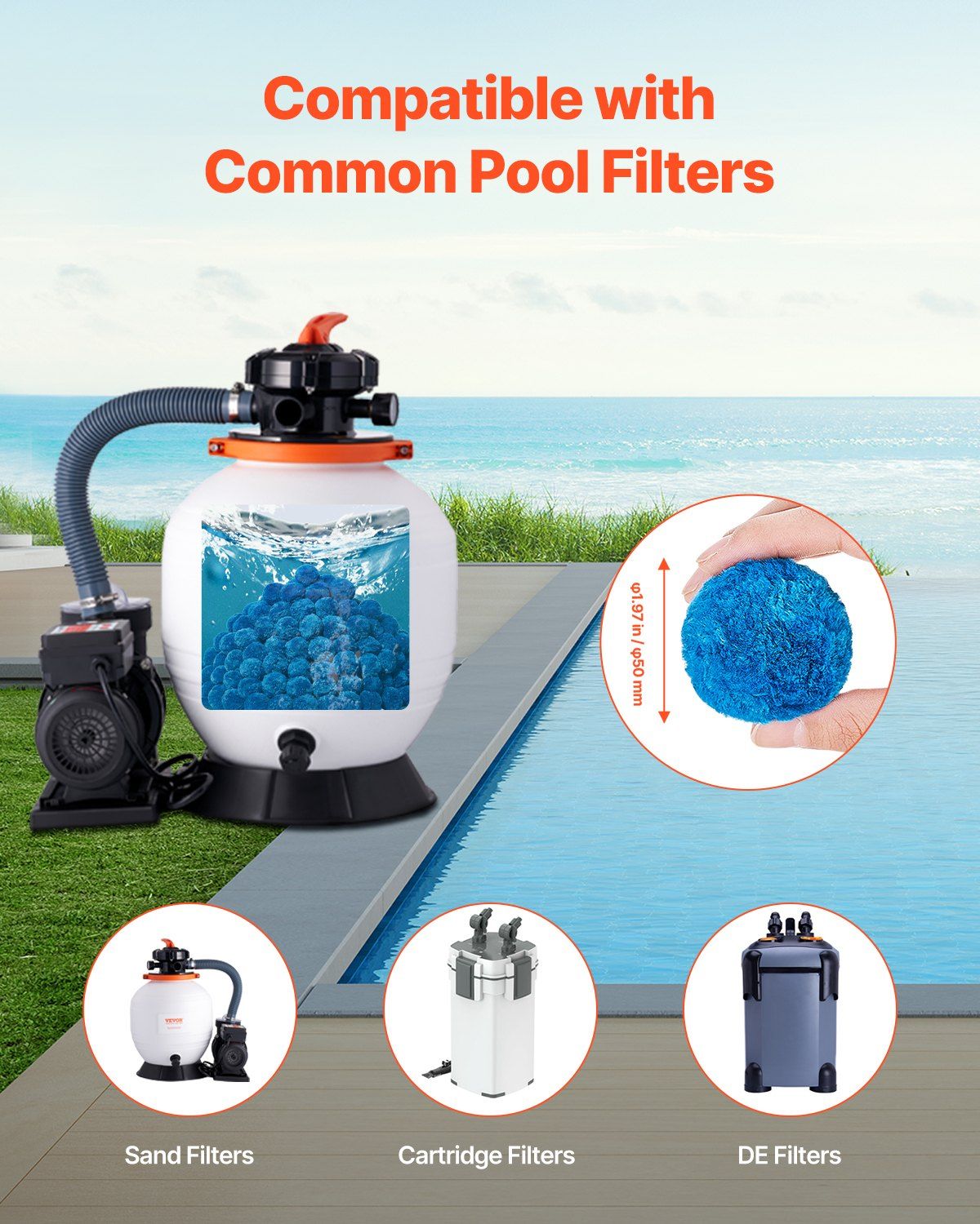 Pool Filter Balls for Sand Filter, 1.83 kg, Filter Balls Replace Pool Filter Sand, Reusable Blue Polyester Fiber Filter Media with Wash Bag, for Swimming Pool Aquarium Tank Above Ground Pool - Image 5