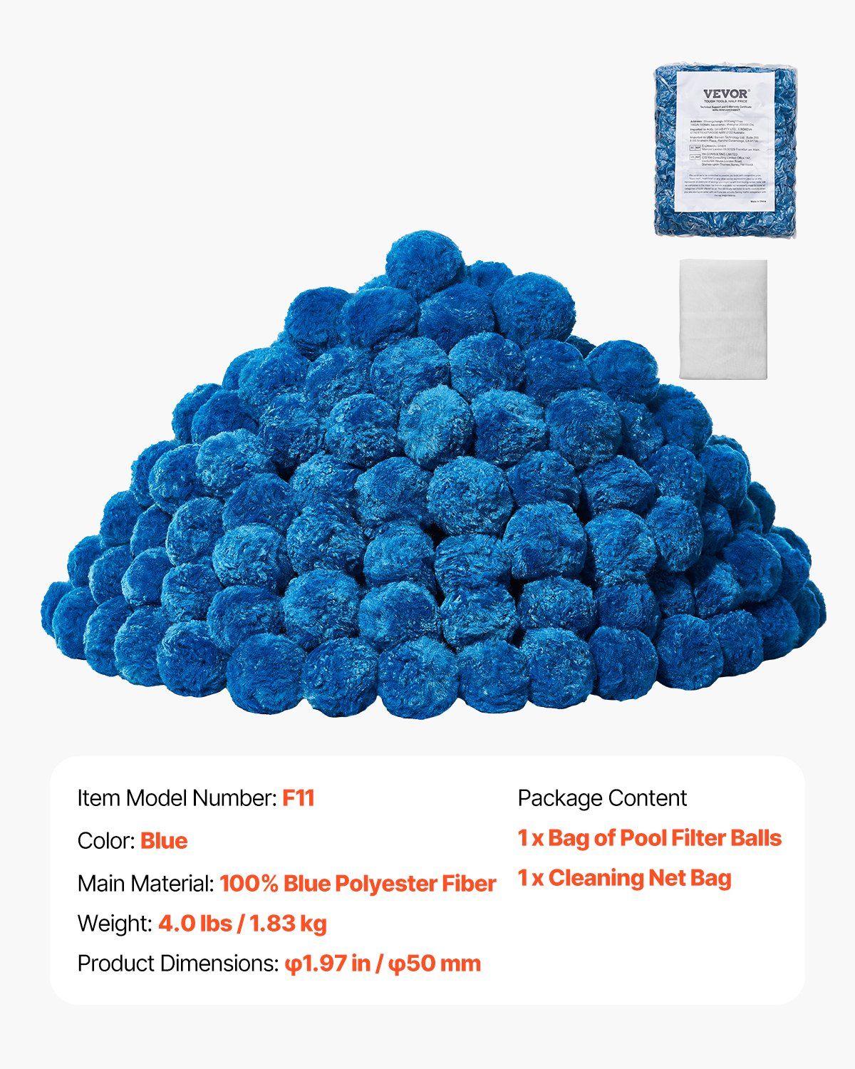Pool Filter Balls for Sand Filter, 1.83 kg, Filter Balls Replace Pool Filter Sand, Reusable Blue Polyester Fiber Filter Media with Wash Bag, for Swimming Pool Aquarium Tank Above Ground Pool - Image 7